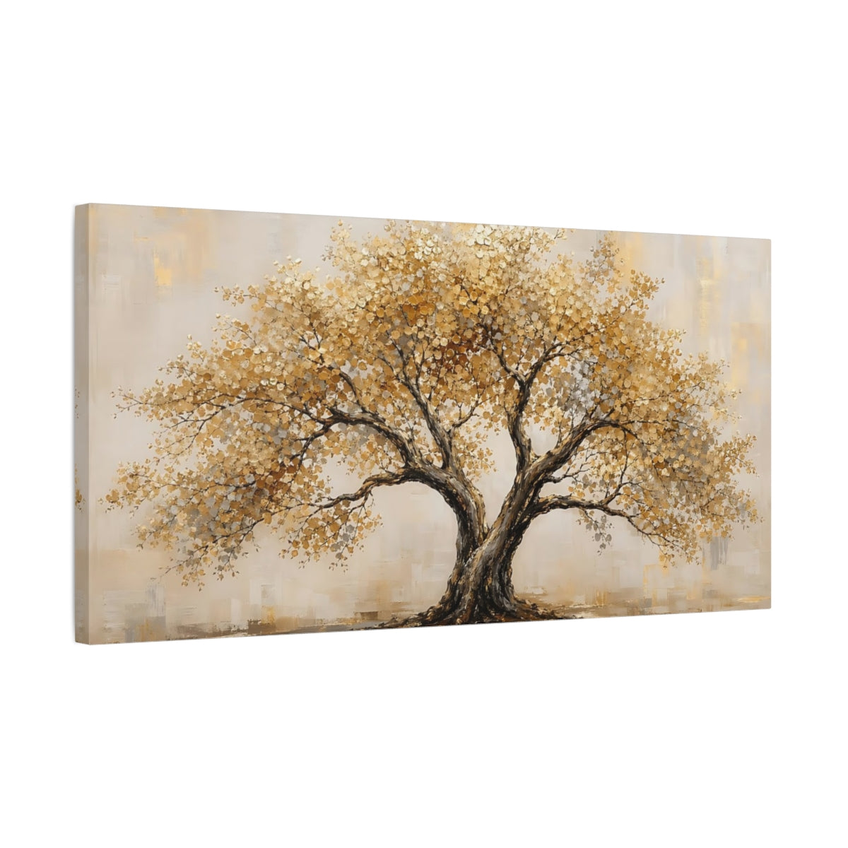 Side Mockup 1. Nature Golden Tree Gold Tree shown as stretched canvas wall art