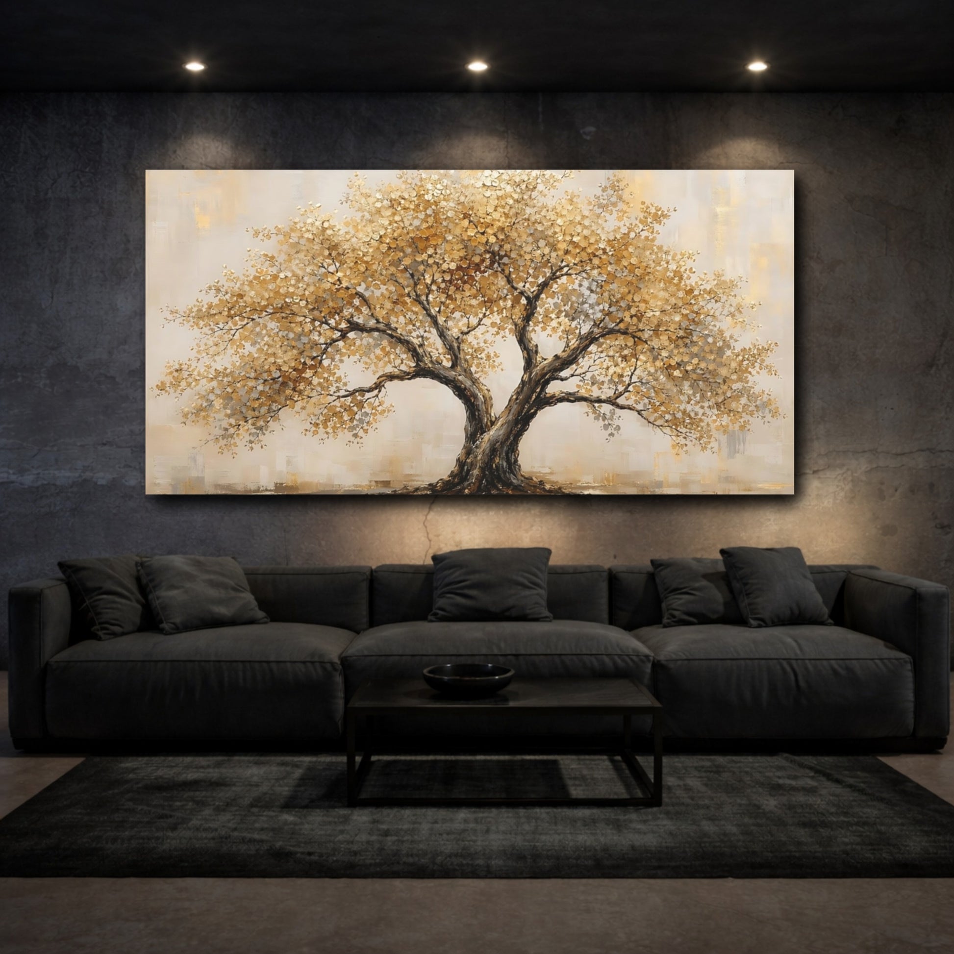 Mockup 2. Nature Golden Tree Gold Tree shown as stretched canvas wall art