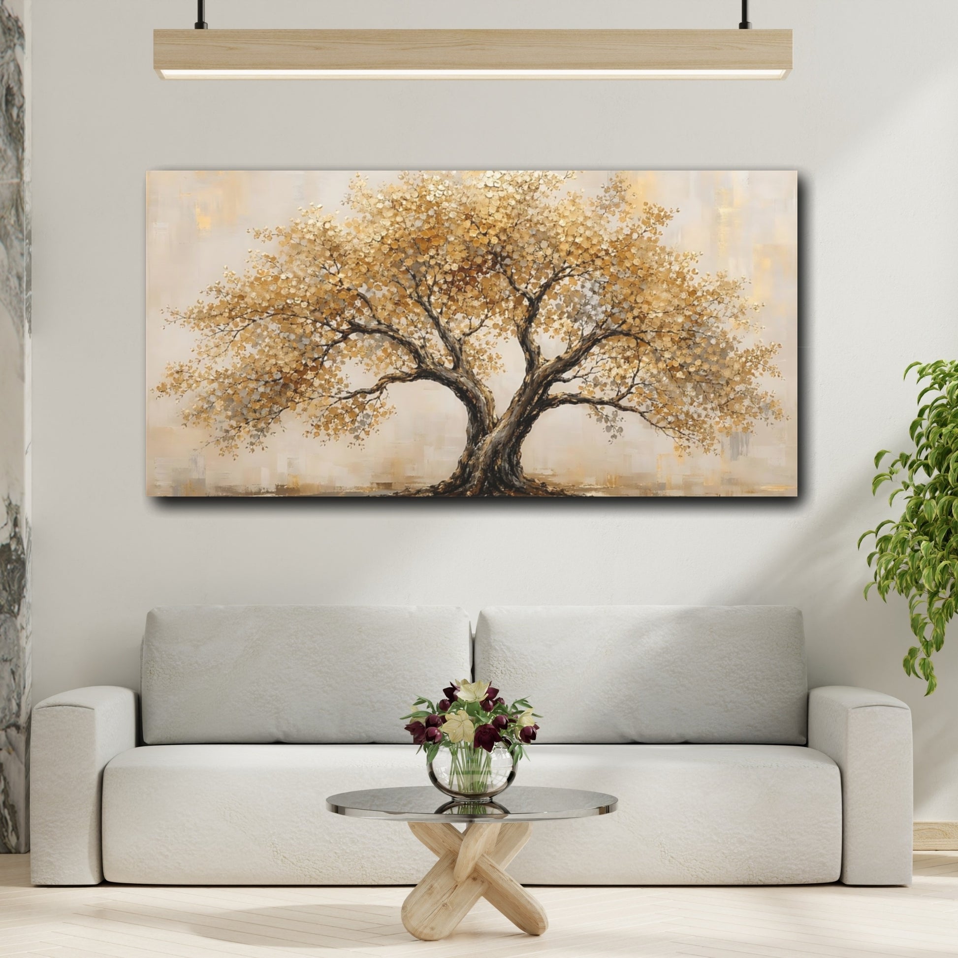 Mockup 3. Nature Golden Tree Gold Tree shown as stretched canvas wall art