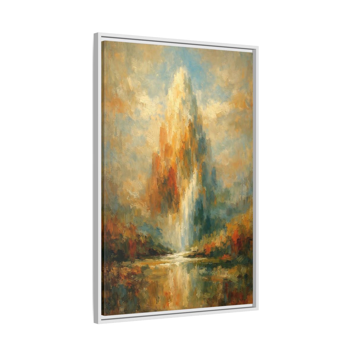 Side Mockup 9. Nature Golden Waterfall Golden Waterfall shown as stretched canvas wall art