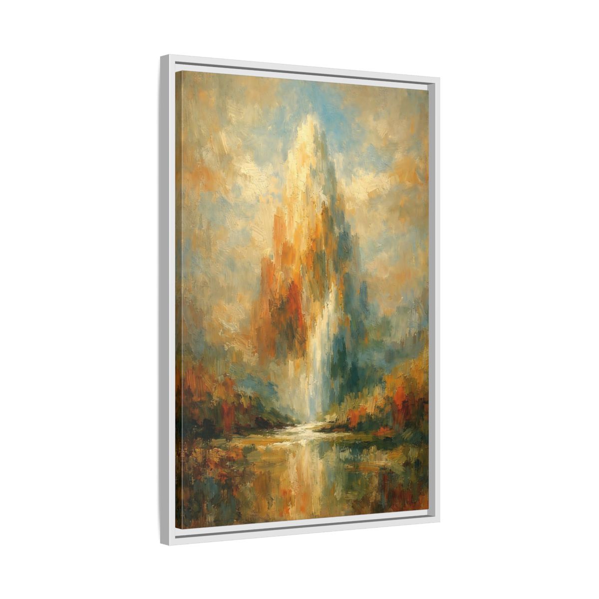 Side Mockup 11. Nature Golden Waterfall Golden Waterfall shown as stretched canvas wall art