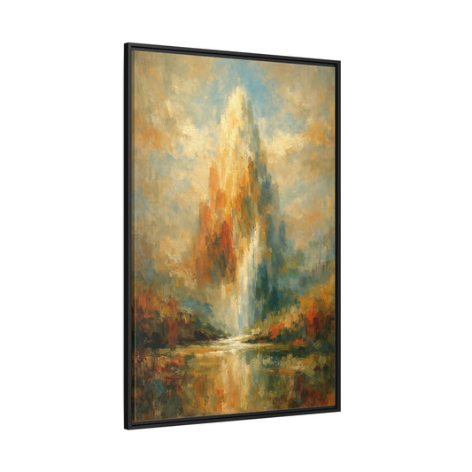 Main Mockup. Nature Golden Waterfall Golden Waterfall shown as stretched canvas wall art