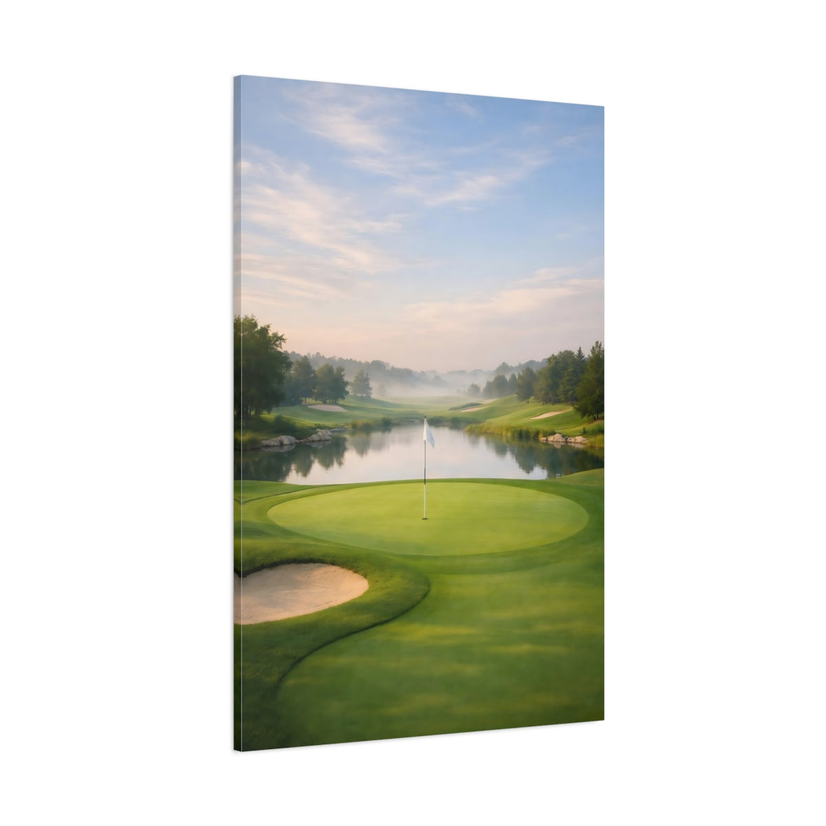 Main Mockup. Nature Golf Course Misty Golf Course shown as stretched canvas wall art