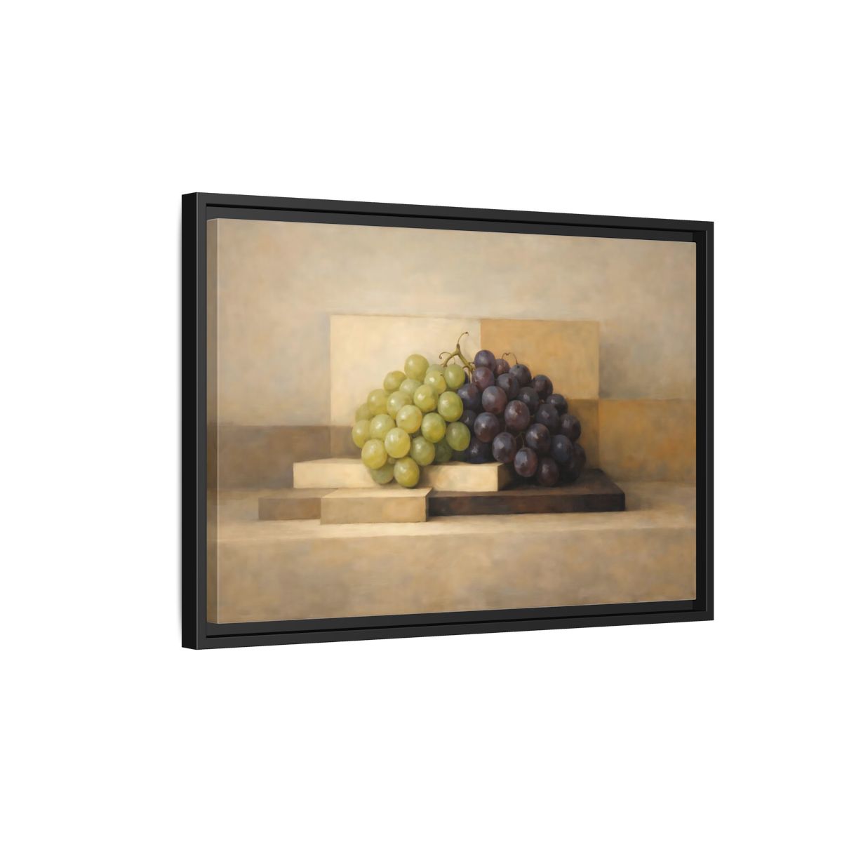 Side Mockup 3. Nature Grapes Green Purple Grapes shown as stretched canvas wall art