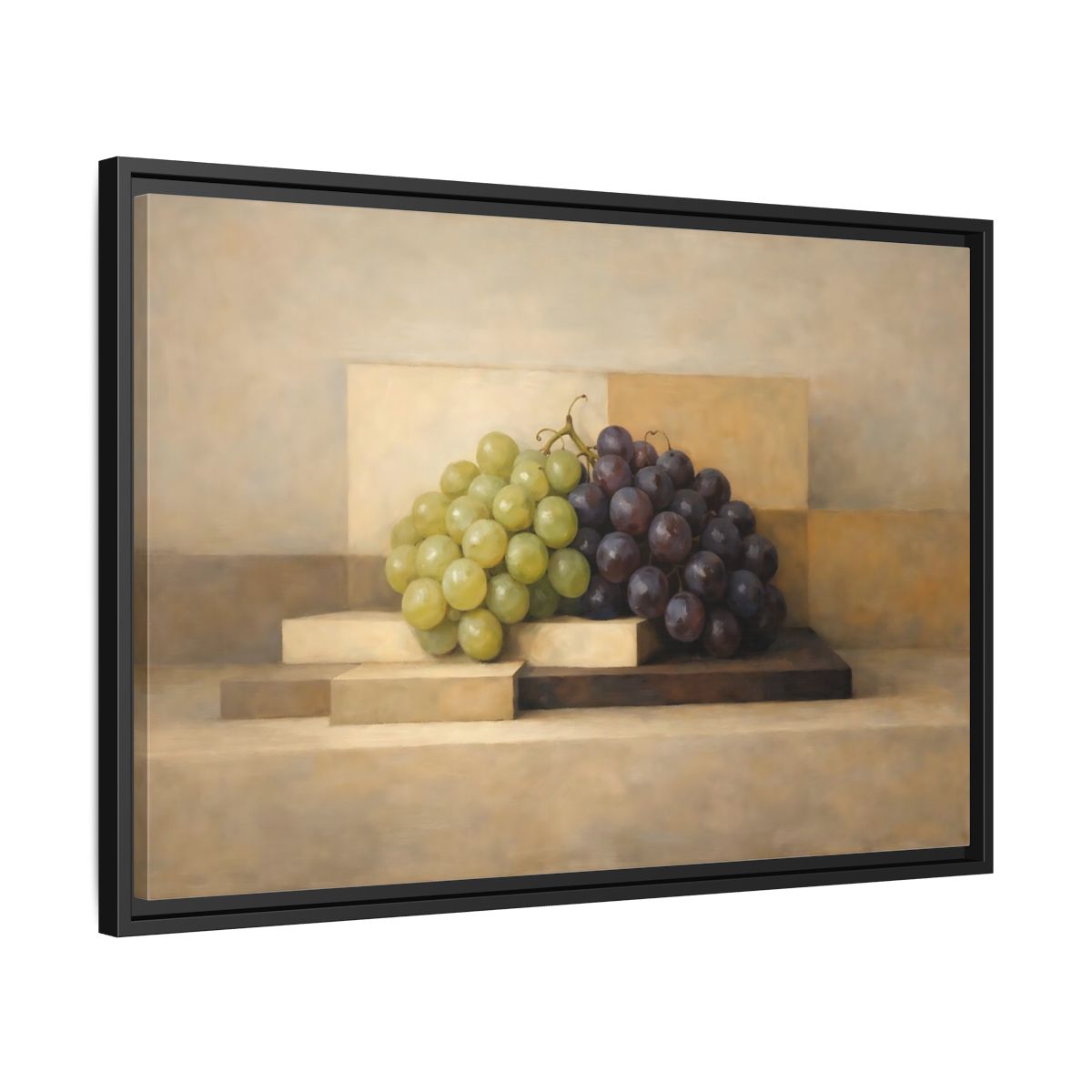 Side Mockup 14. Nature Grapes Green Purple Grapes shown as stretched canvas wall art
