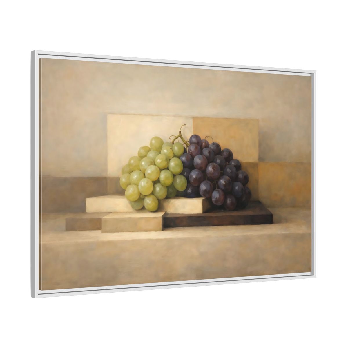 Side Mockup 7. Nature Grapes Green Purple Grapes shown as stretched canvas wall art