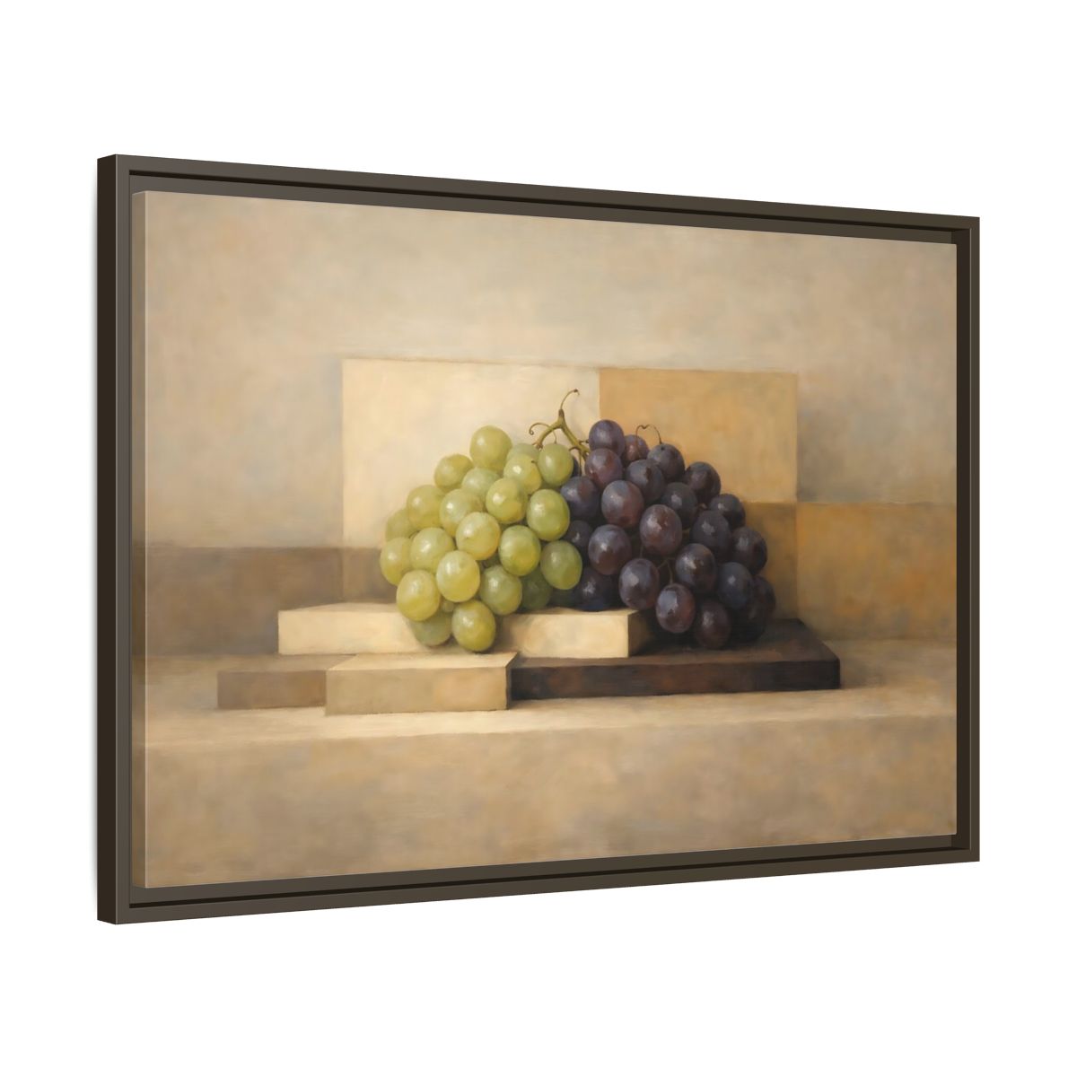 Side Mockup 11. Nature Grapes Green Purple Grapes shown as stretched canvas wall art