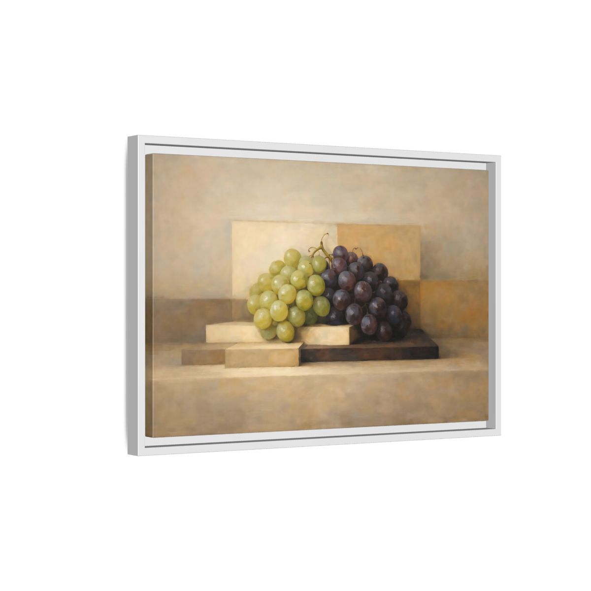 Side Mockup 1. Nature Grapes Green Purple Grapes shown as stretched canvas wall art