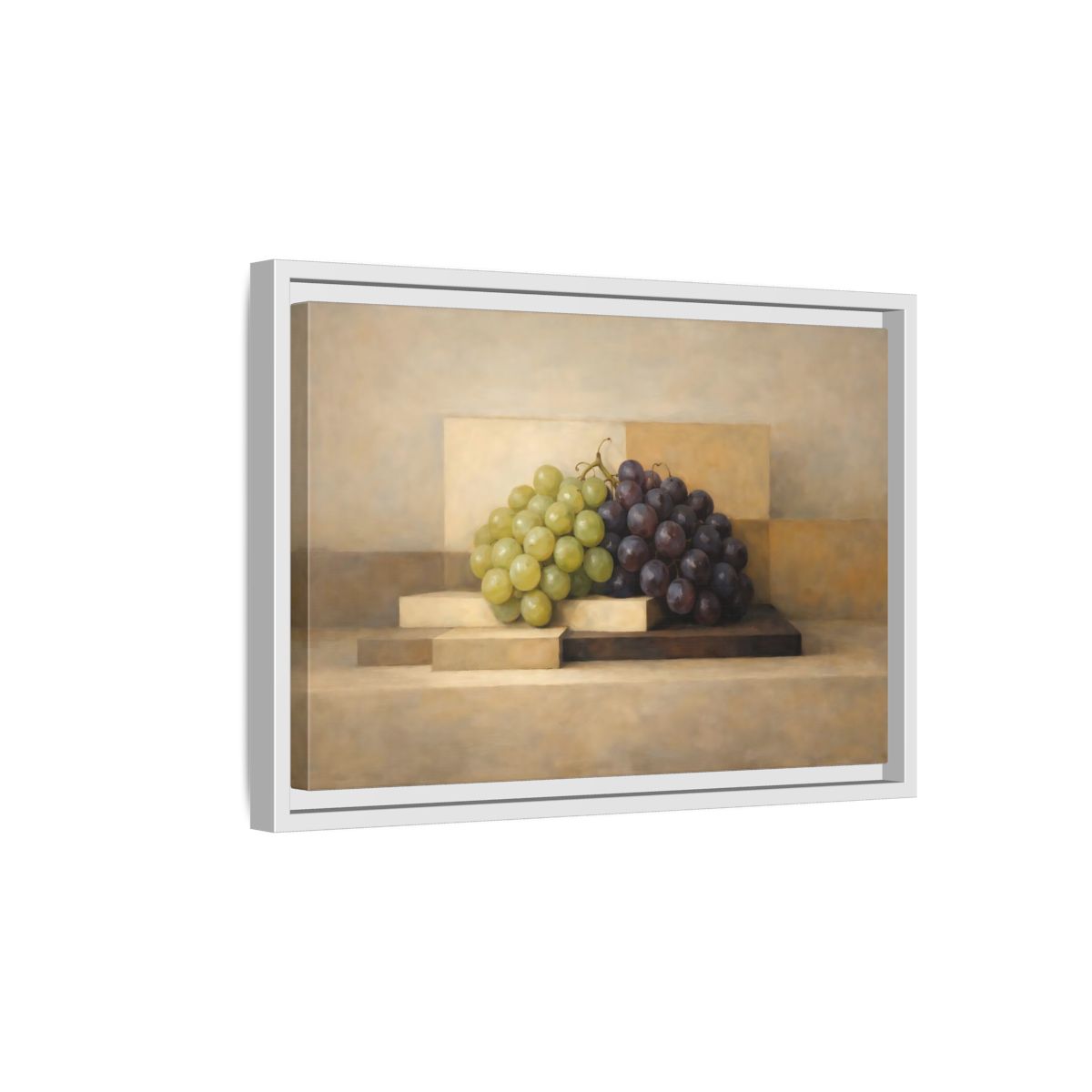 Side Mockup 4. Nature Grapes Green Purple Grapes shown as stretched canvas wall art