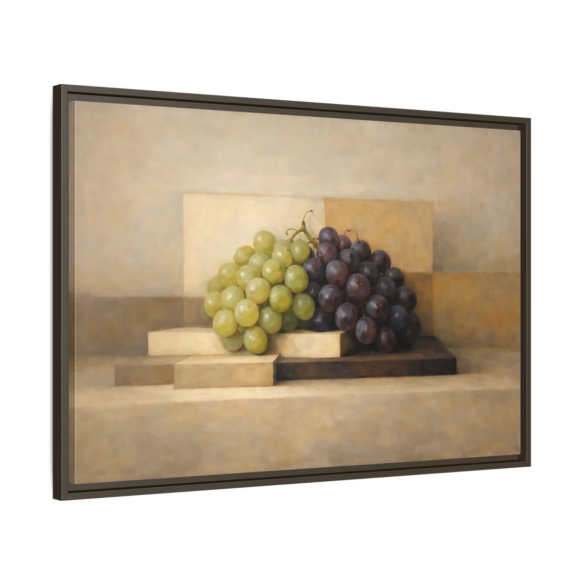 Side Mockup 9. Nature Grapes Green Purple Grapes shown as stretched canvas wall art