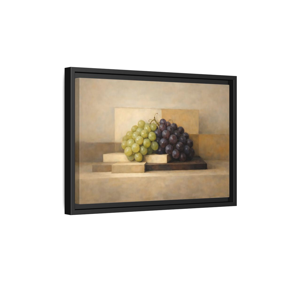 Side Mockup 6. Nature Grapes Green Purple Grapes shown as stretched canvas wall art