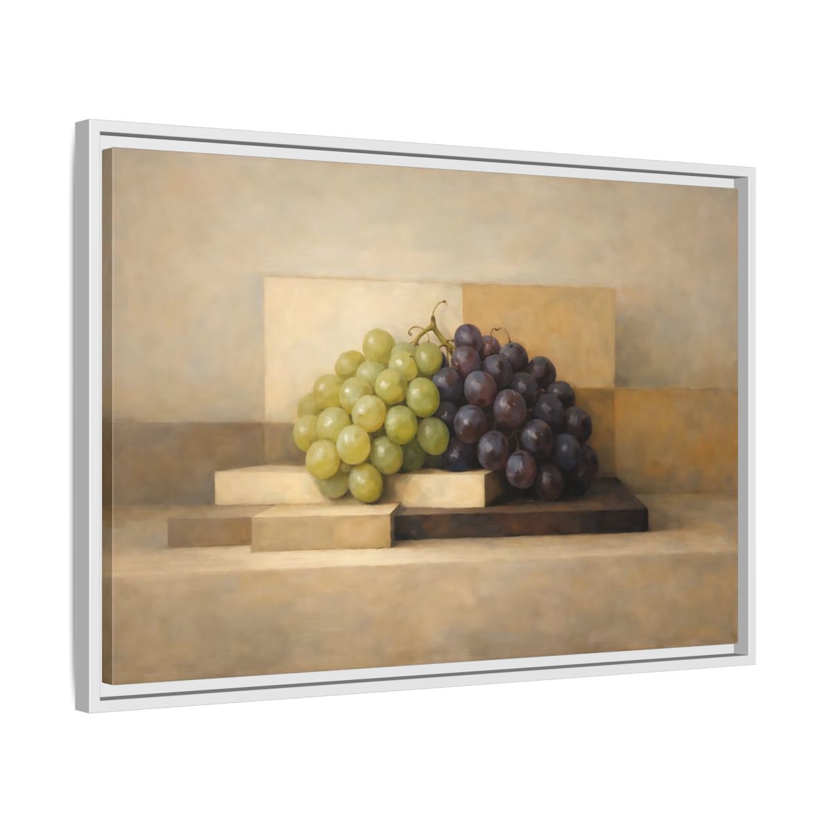 Side Mockup 10. Nature Grapes Green Purple Grapes shown as stretched canvas wall art
