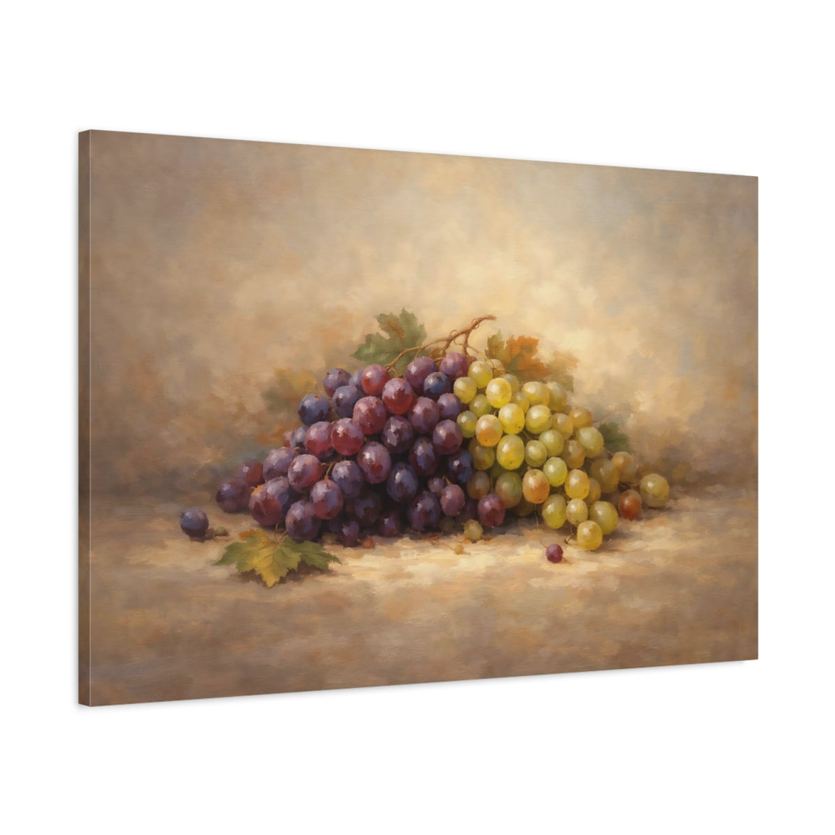 Side Mockup 1. Nature Grapes Purple Green Grapes shown as stretched canvas wall art