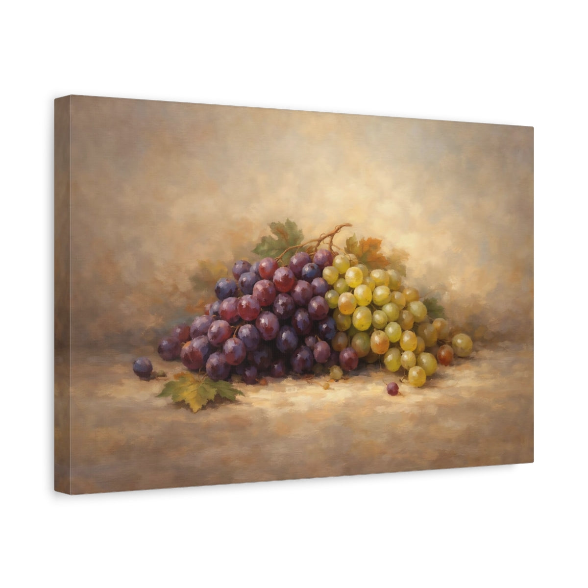Side Mockup 4. Nature Grapes Purple Green Grapes shown as stretched canvas wall art
