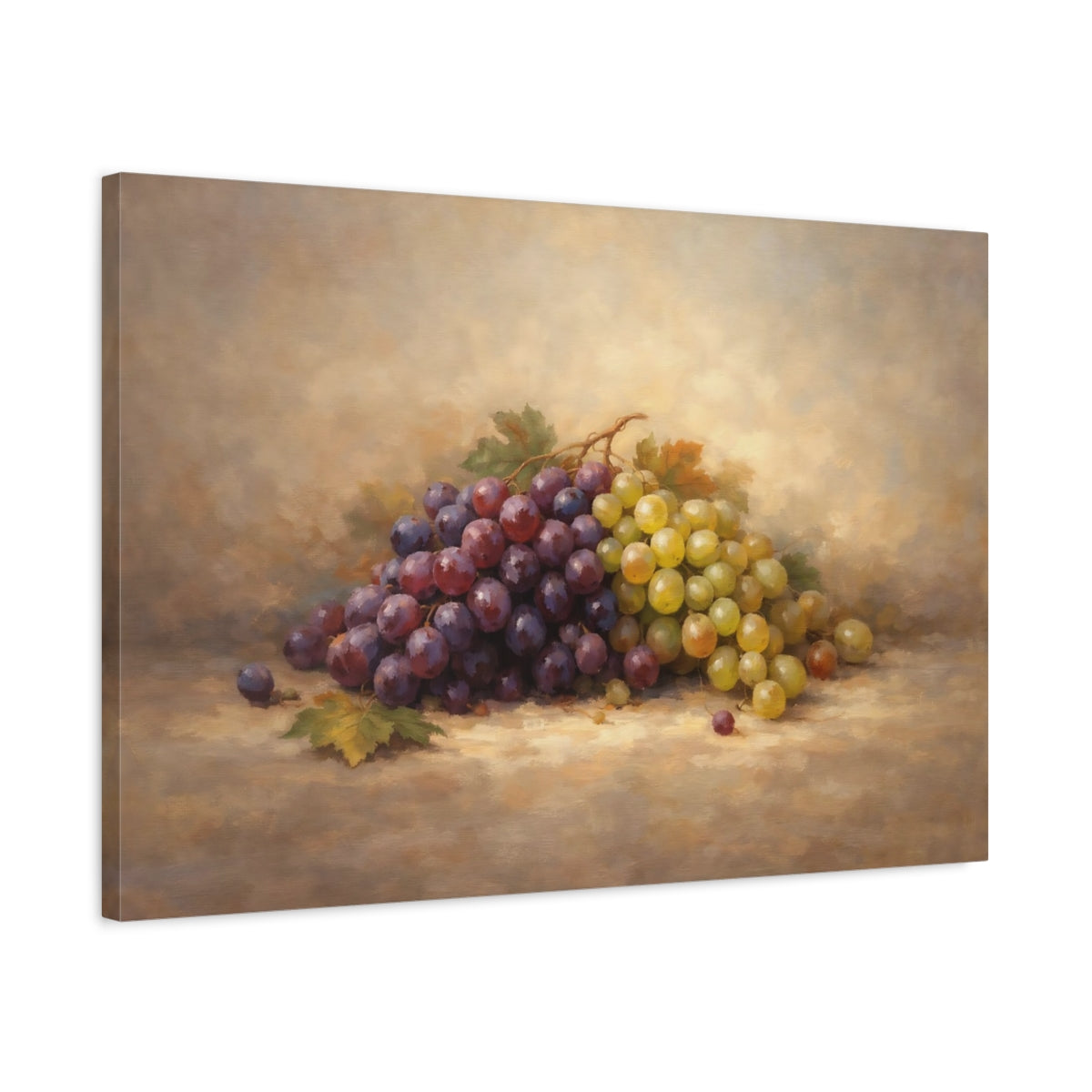 Side Mockup 2. Nature Grapes Purple Green Grapes shown as stretched canvas wall art