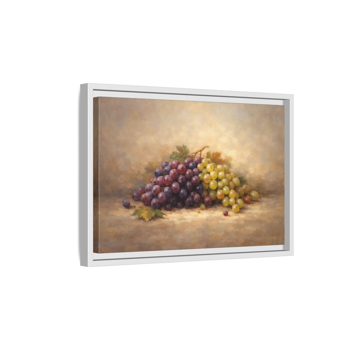 Side Mockup 4. Nature Grapes Purple Green Grapes shown as stretched canvas wall art