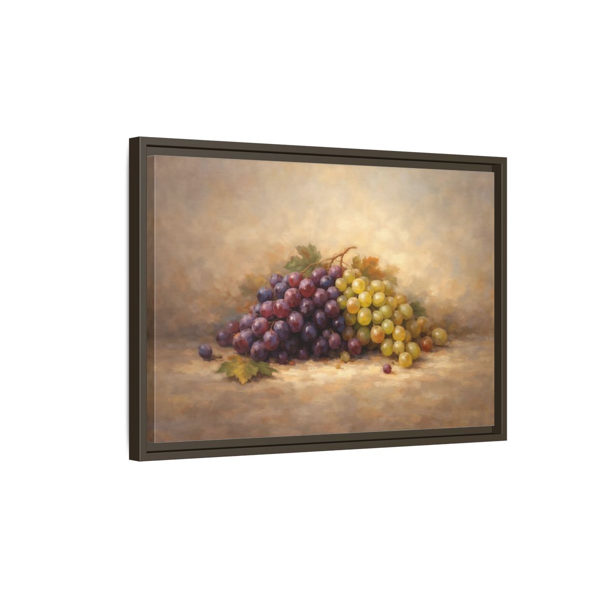 Side Mockup 2. Nature Grapes Purple Green Grapes shown as stretched canvas wall art