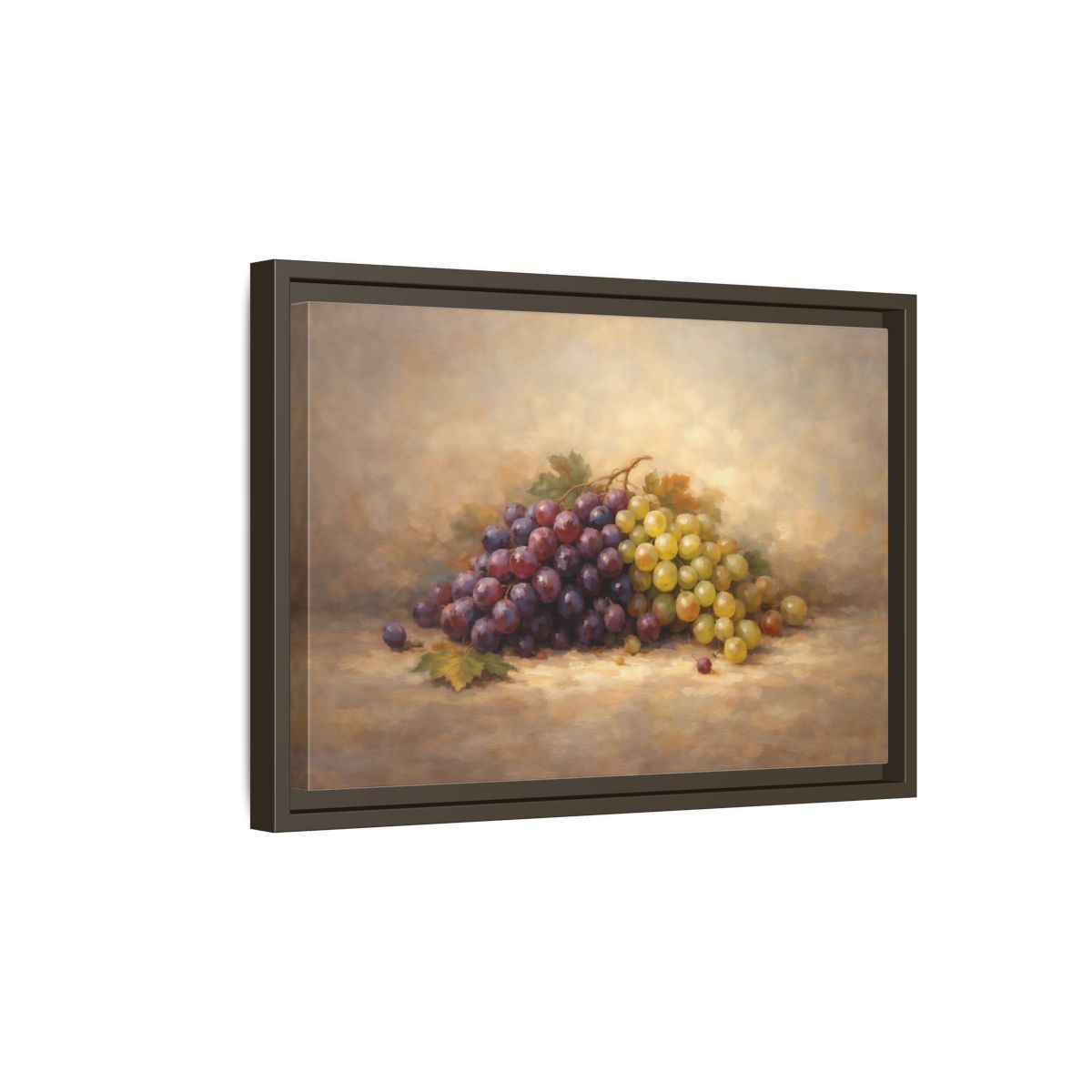 Side Mockup 5. Nature Grapes Purple Green Grapes shown as stretched canvas wall art