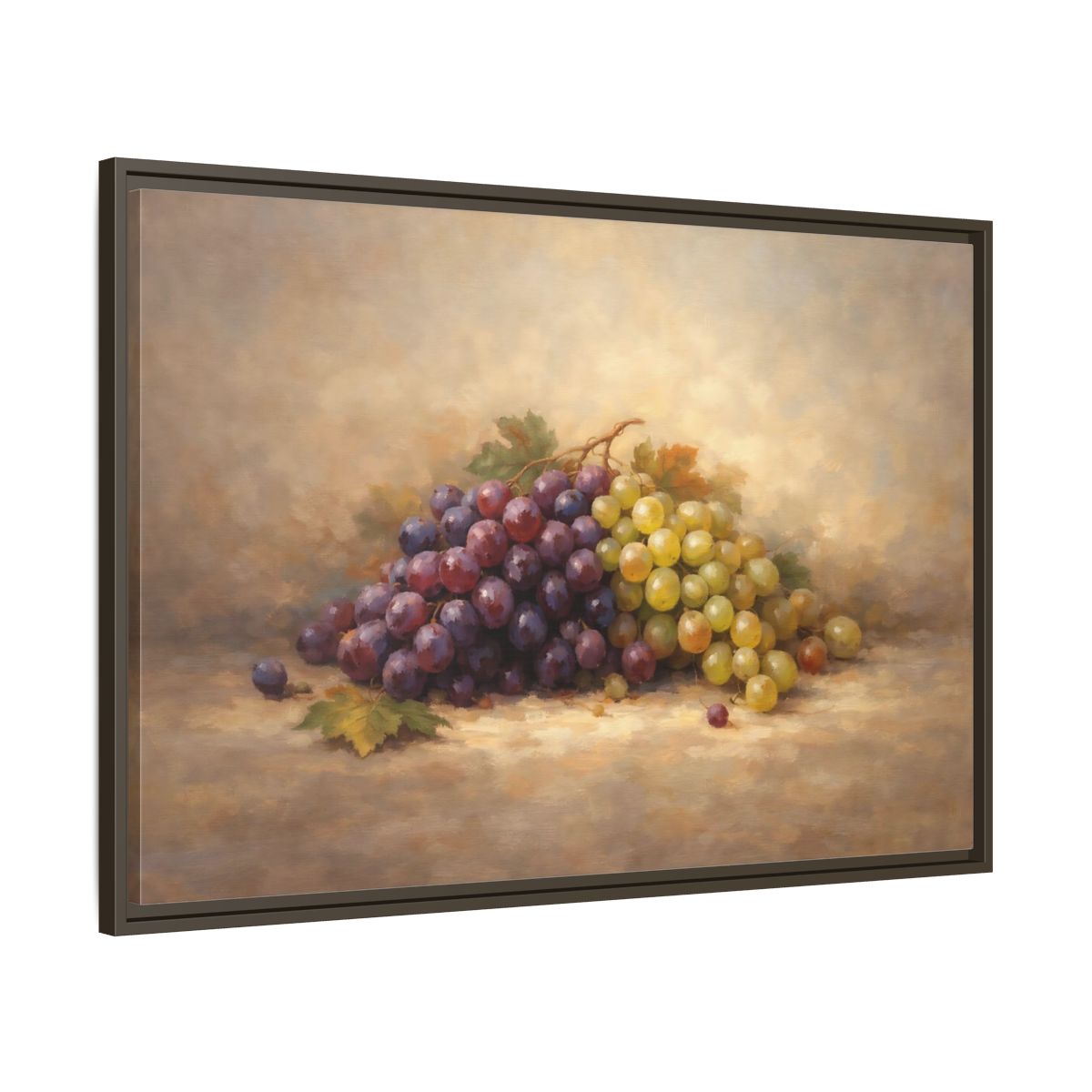 Side Mockup 9. Nature Grapes Purple Green Grapes shown as stretched canvas wall art
