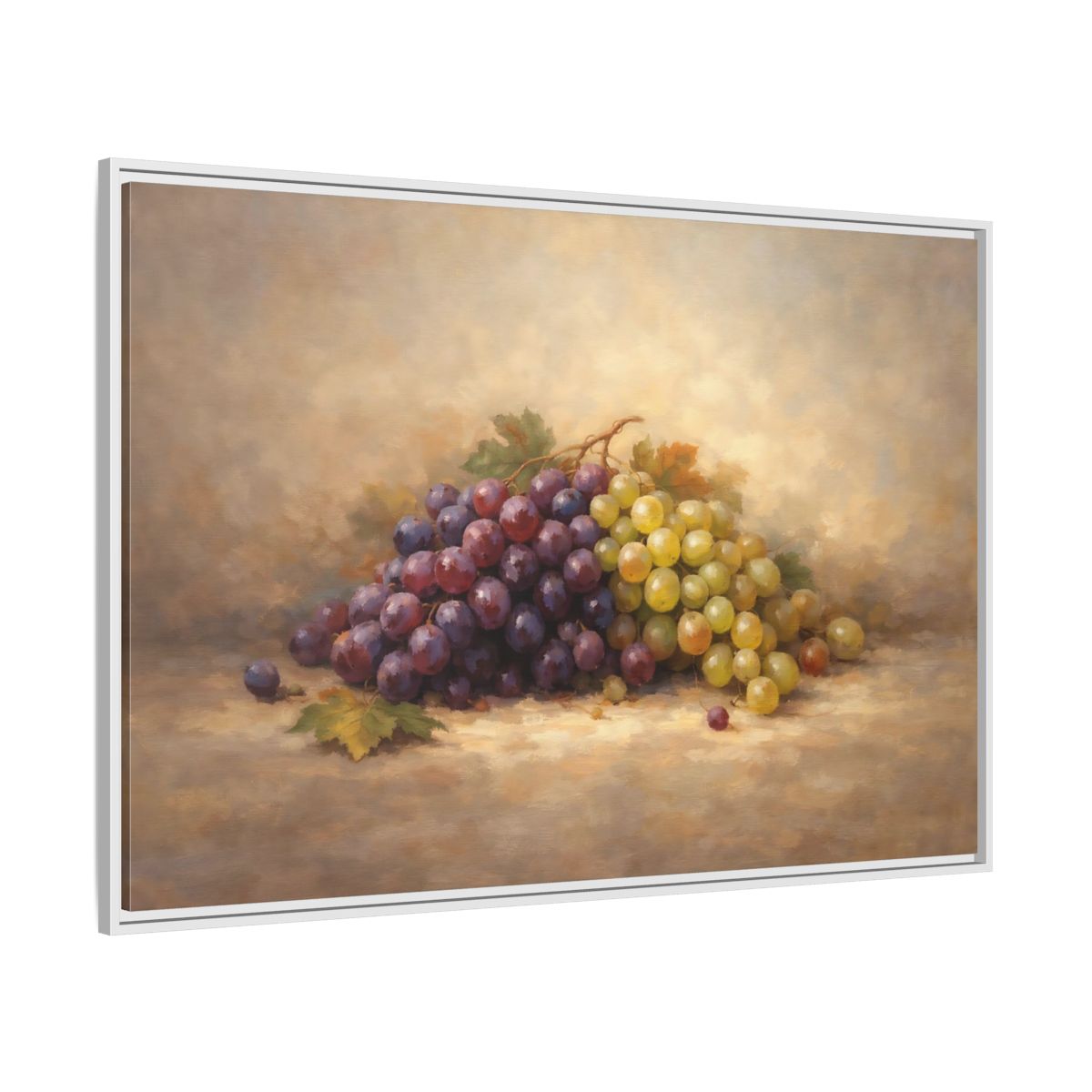 Side Mockup 7. Nature Grapes Purple Green Grapes shown as stretched canvas wall art