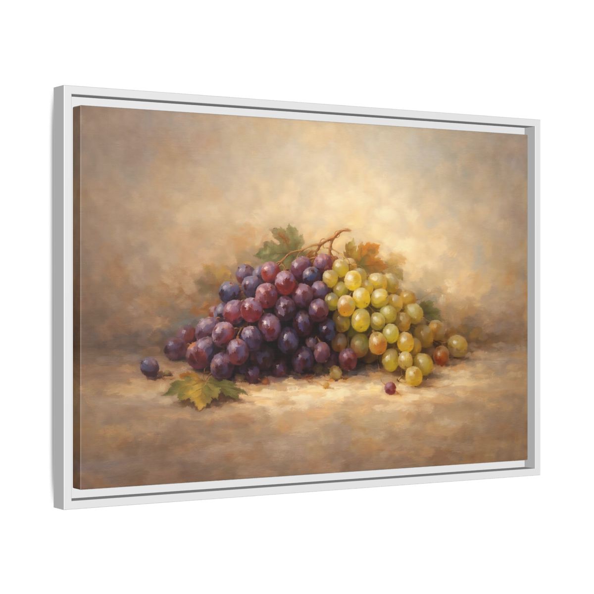 Side Mockup 10. Nature Grapes Purple Green Grapes shown as stretched canvas wall art