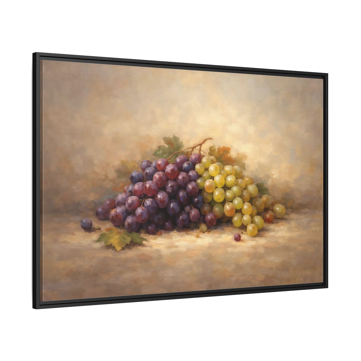 Side Mockup 12. Nature Grapes Purple Green Grapes shown as stretched canvas wall art