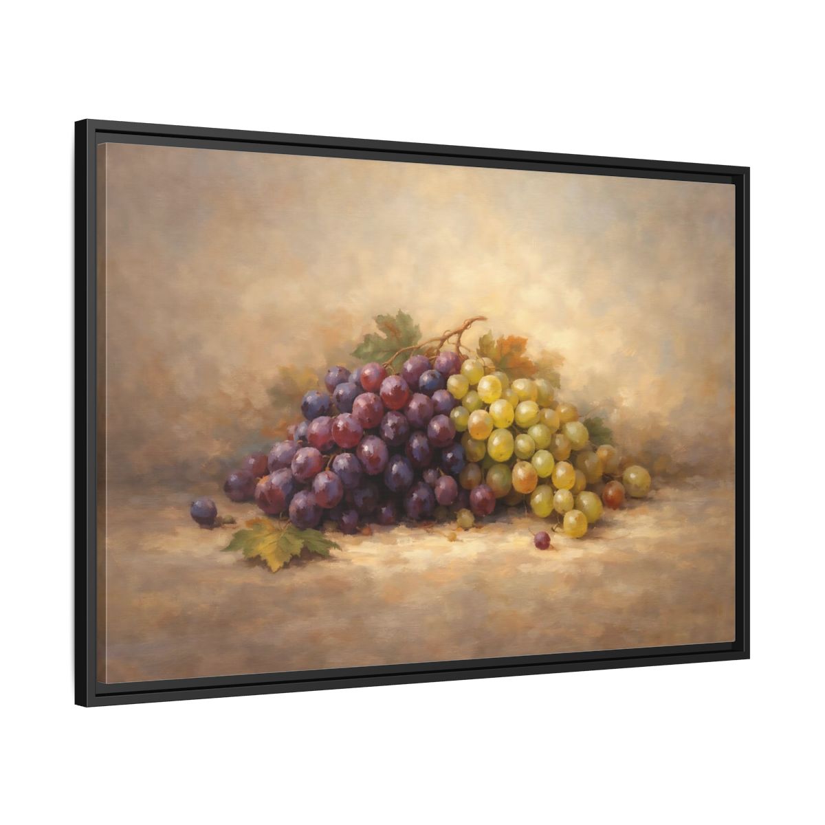 Side Mockup 13. Nature Grapes Purple Green Grapes shown as stretched canvas wall art