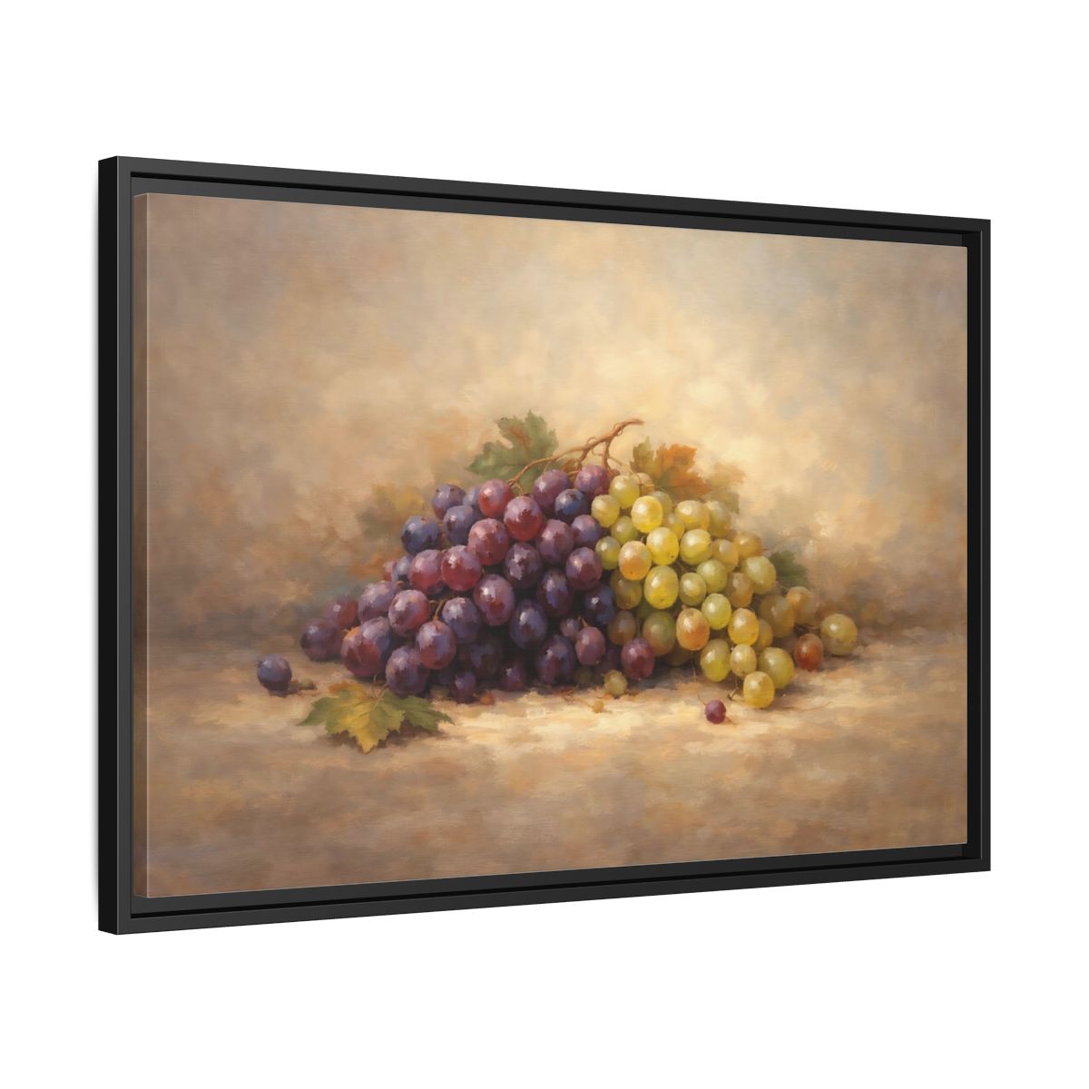 Side Mockup 14. Nature Grapes Purple Green Grapes shown as stretched canvas wall art