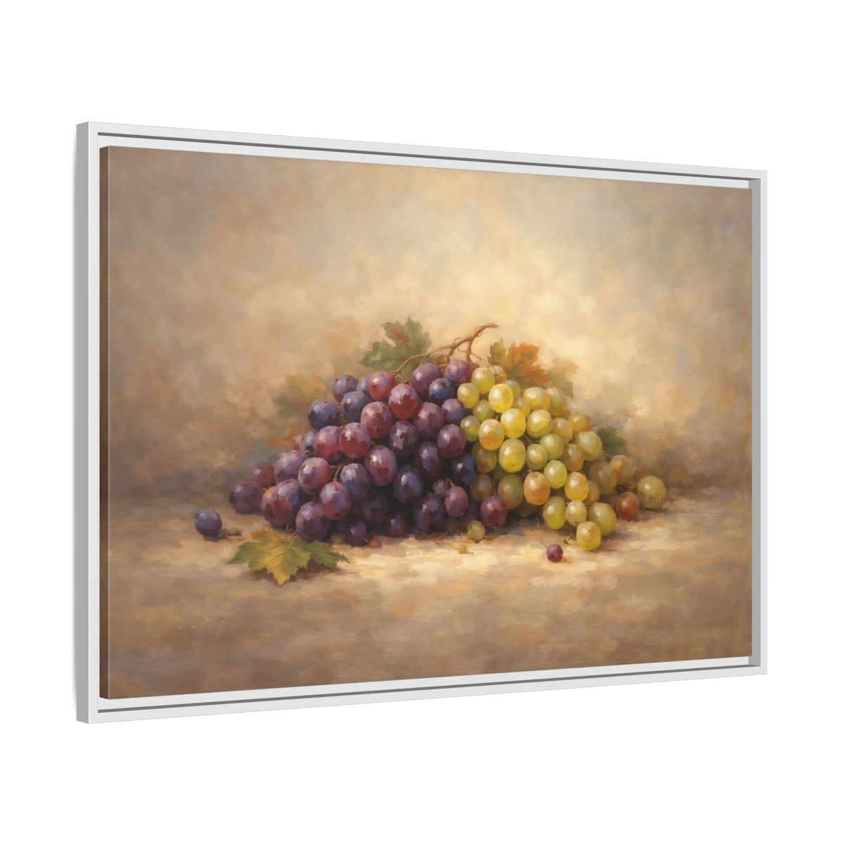 Side Mockup 8. Nature Grapes Purple Green Grapes shown as stretched canvas wall art
