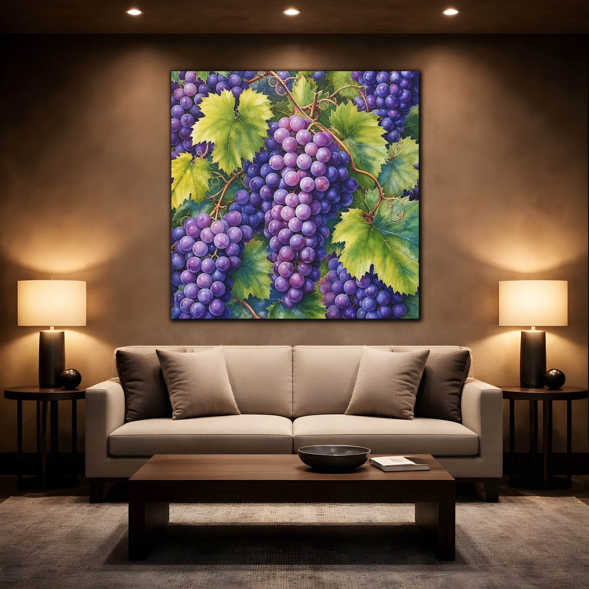 Purple Grape Vine Canvas Wall Art - YesArtYes