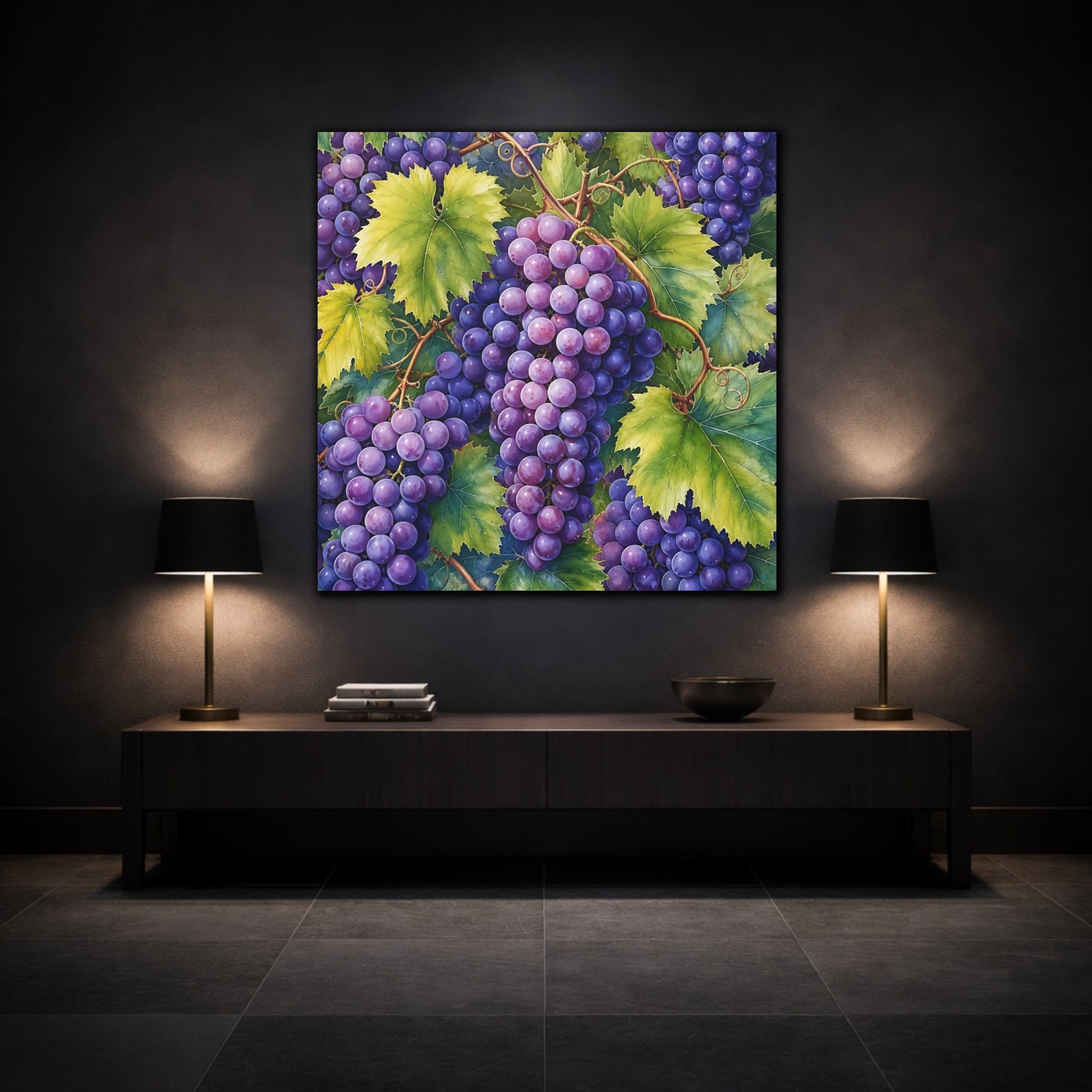 Purple Grape Vine Canvas Wall Art - YesArtYes