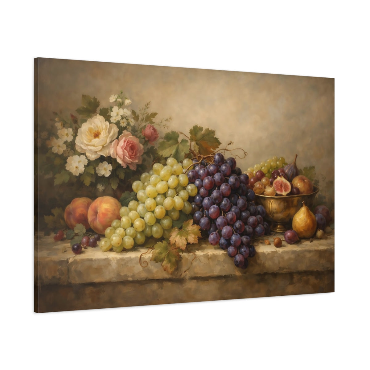 Main Mockup. Nature Grapes Still Life Fruit shown as stretched canvas wall art