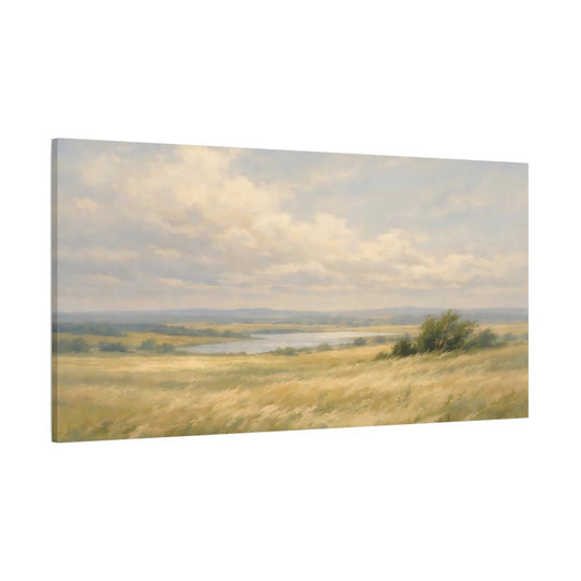 Nature Grassy Field Golden - Canvas Wall Art Print - YesArtYes