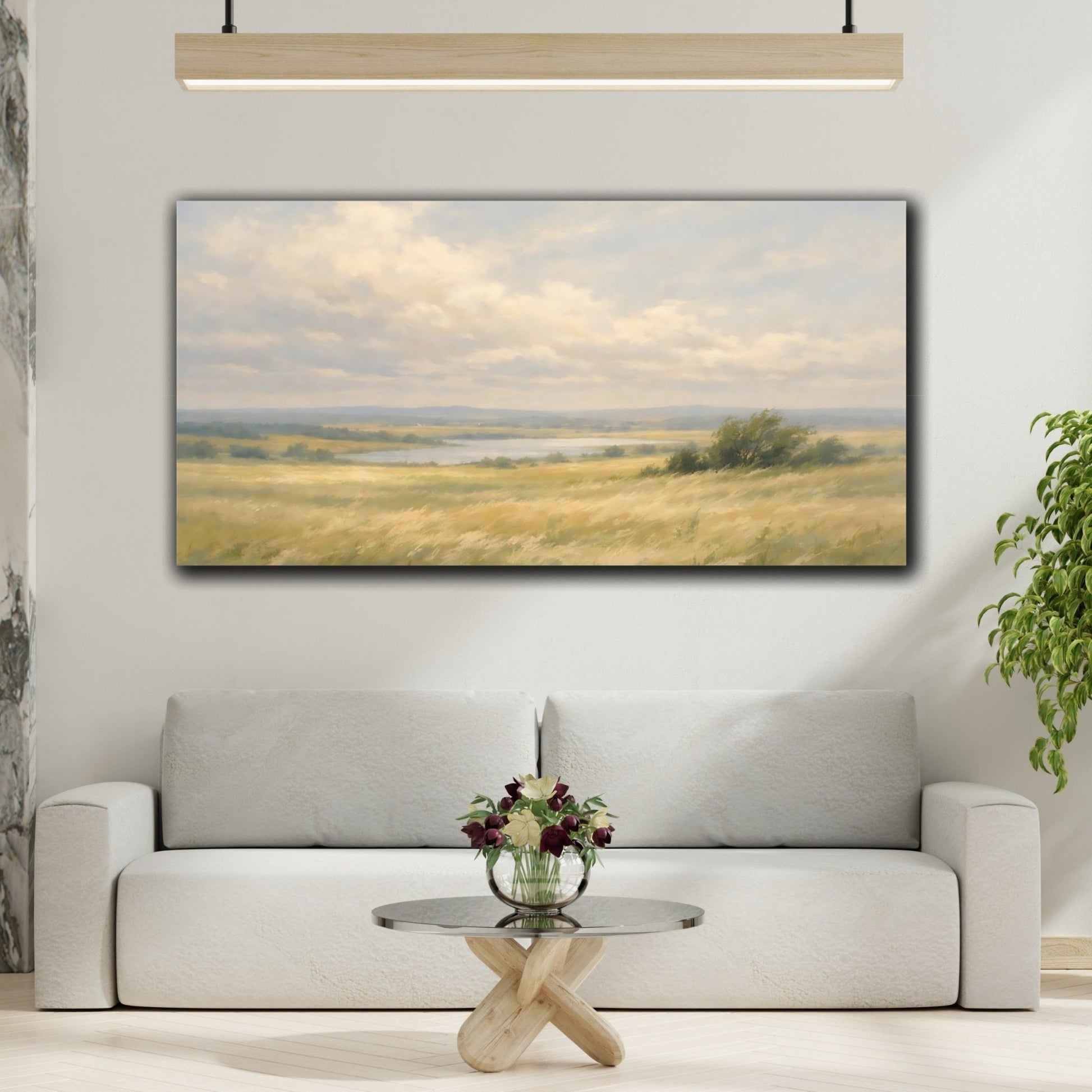 Nature Grassy Field Golden - Canvas Wall Art Print - YesArtYes