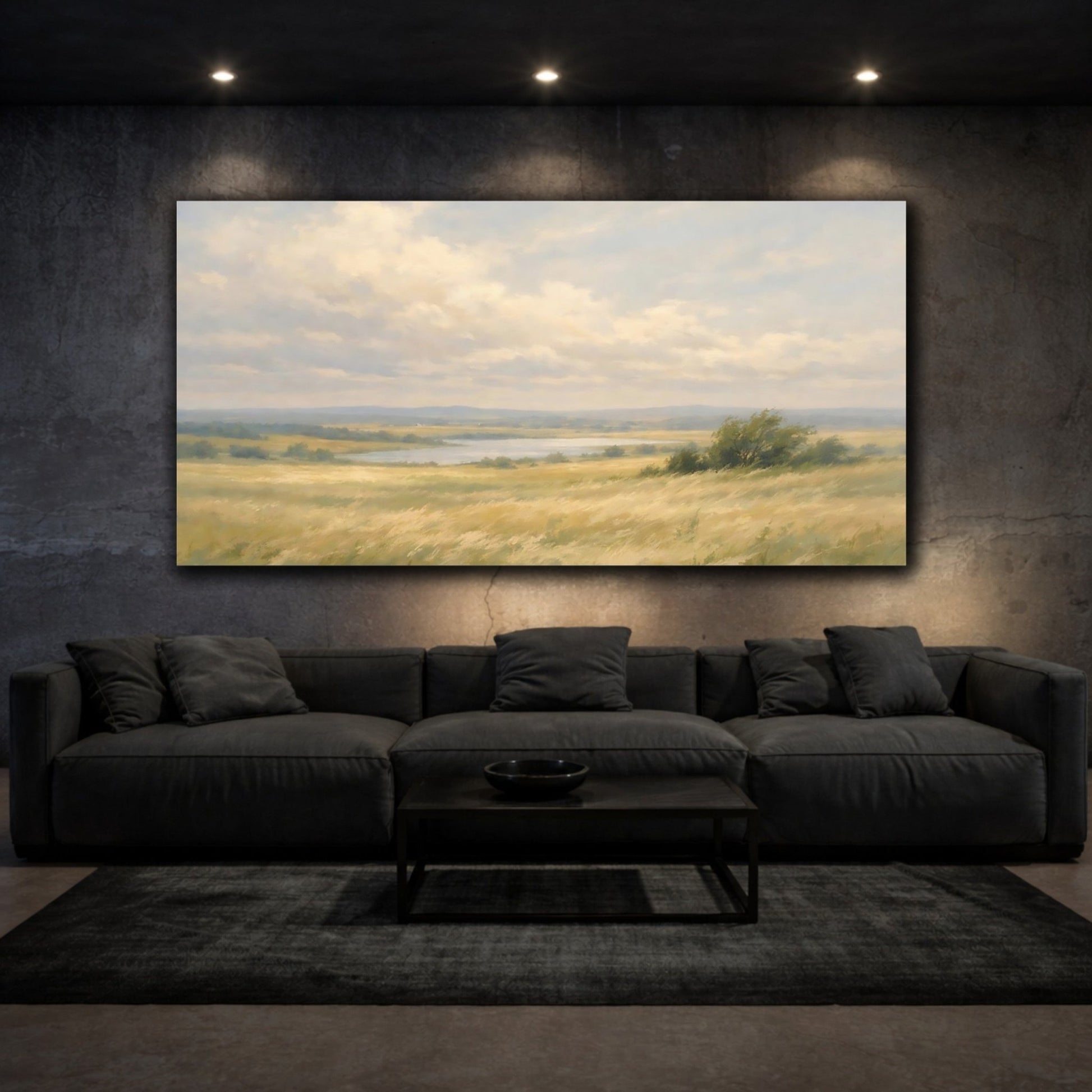 Nature Grassy Field Golden - Canvas Wall Art Print - YesArtYes