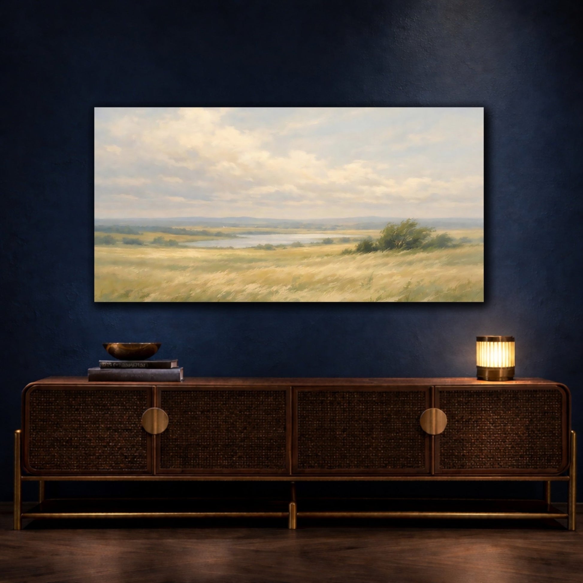 Nature Grassy Field Golden - Canvas Wall Art Print - YesArtYes