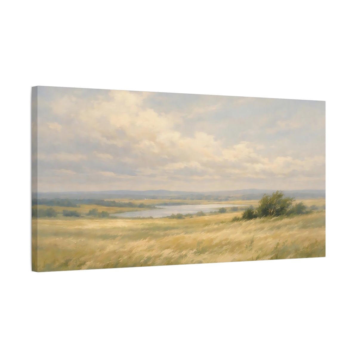 Nature Grassy Field Golden - Canvas Wall Art Print - YesArtYes