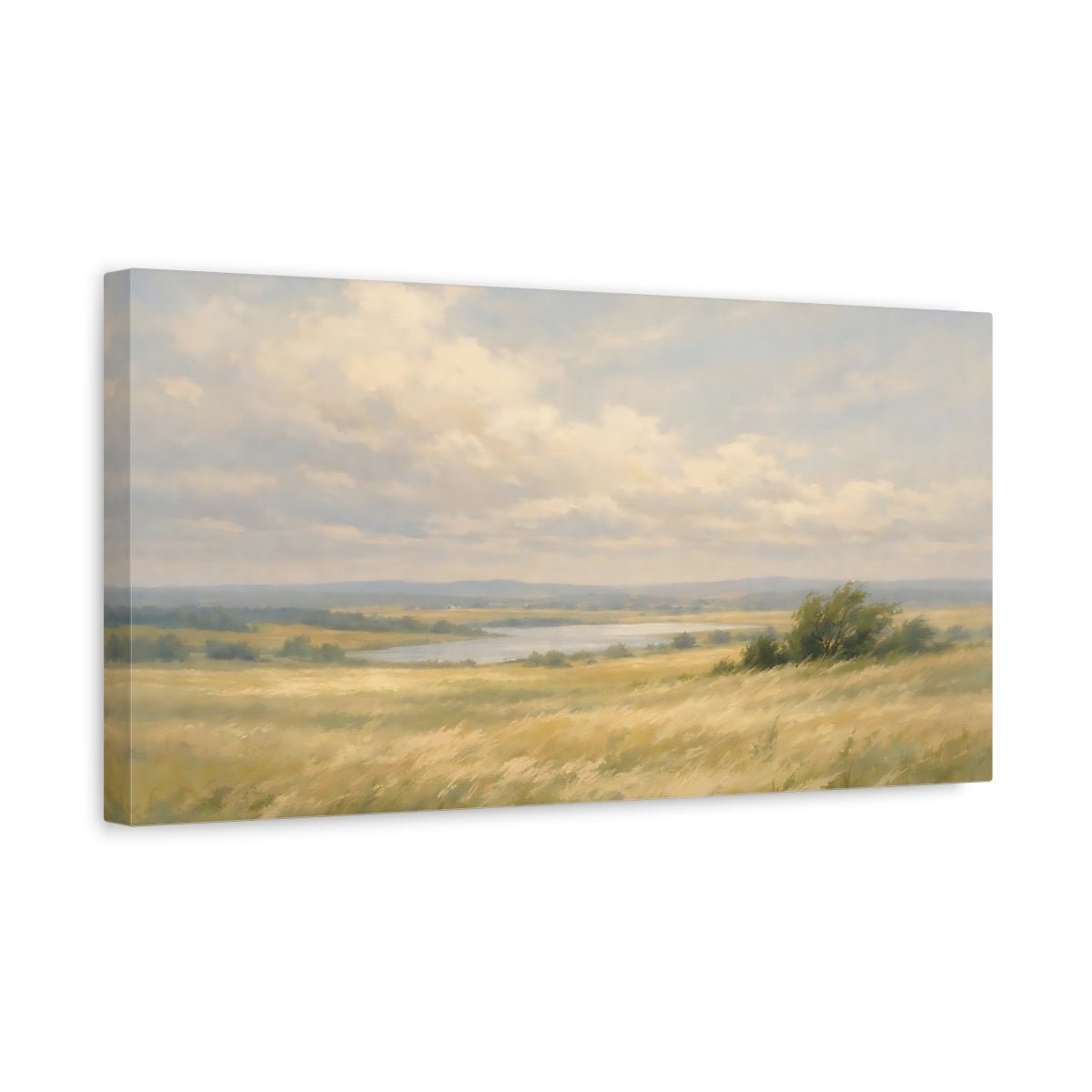 Nature Grassy Field Golden - Canvas Wall Art Print - YesArtYes