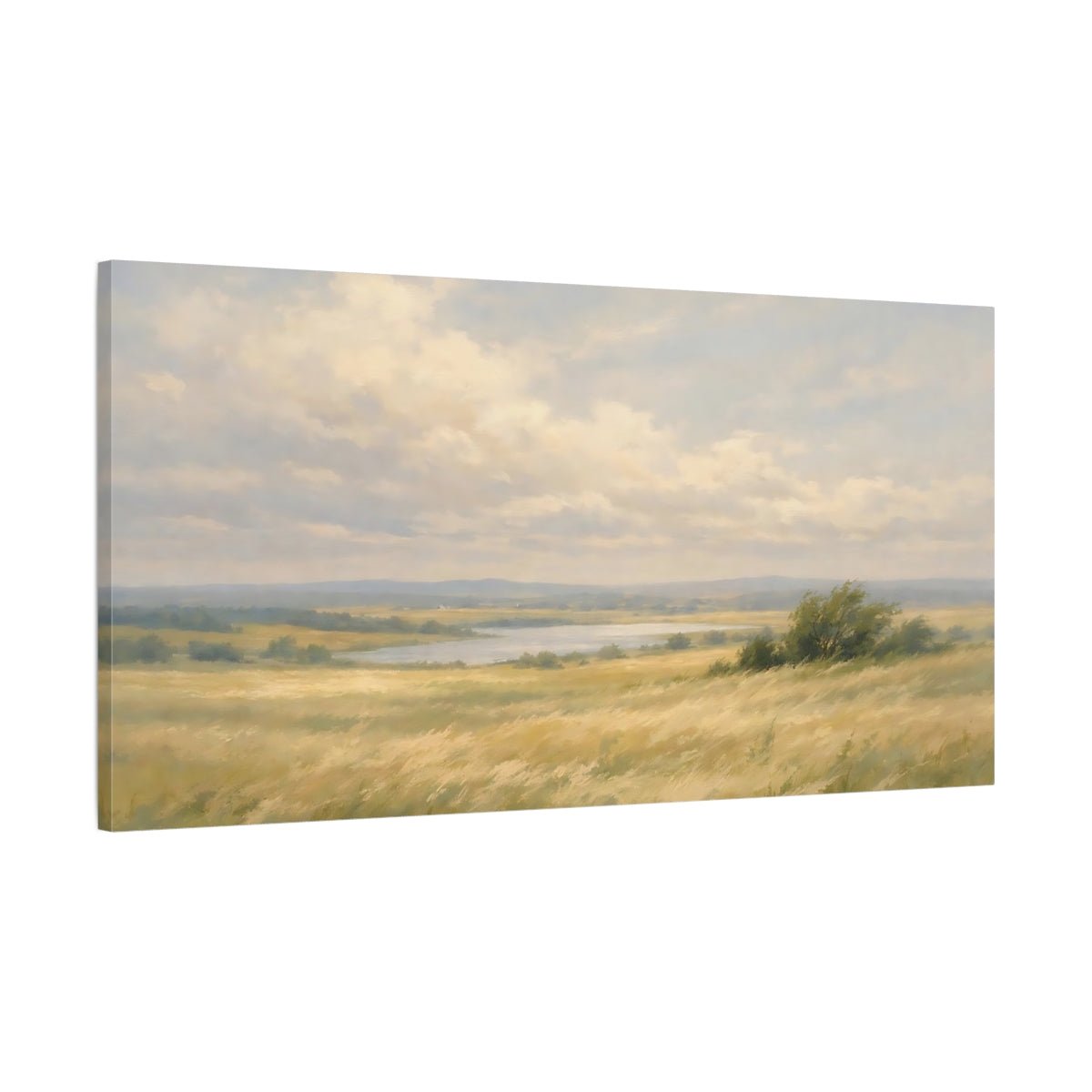 Nature Grassy Field Golden - Canvas Wall Art Print - YesArtYes