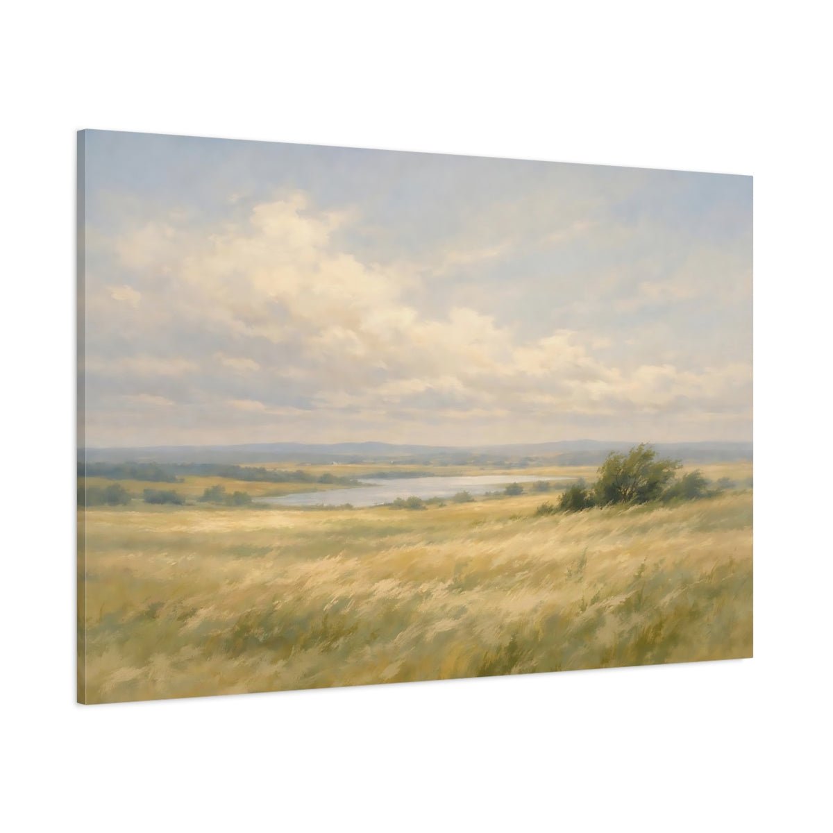 Nature Grassy Field Golden Landscape - Canvas Wall Art Print - YesArtYes