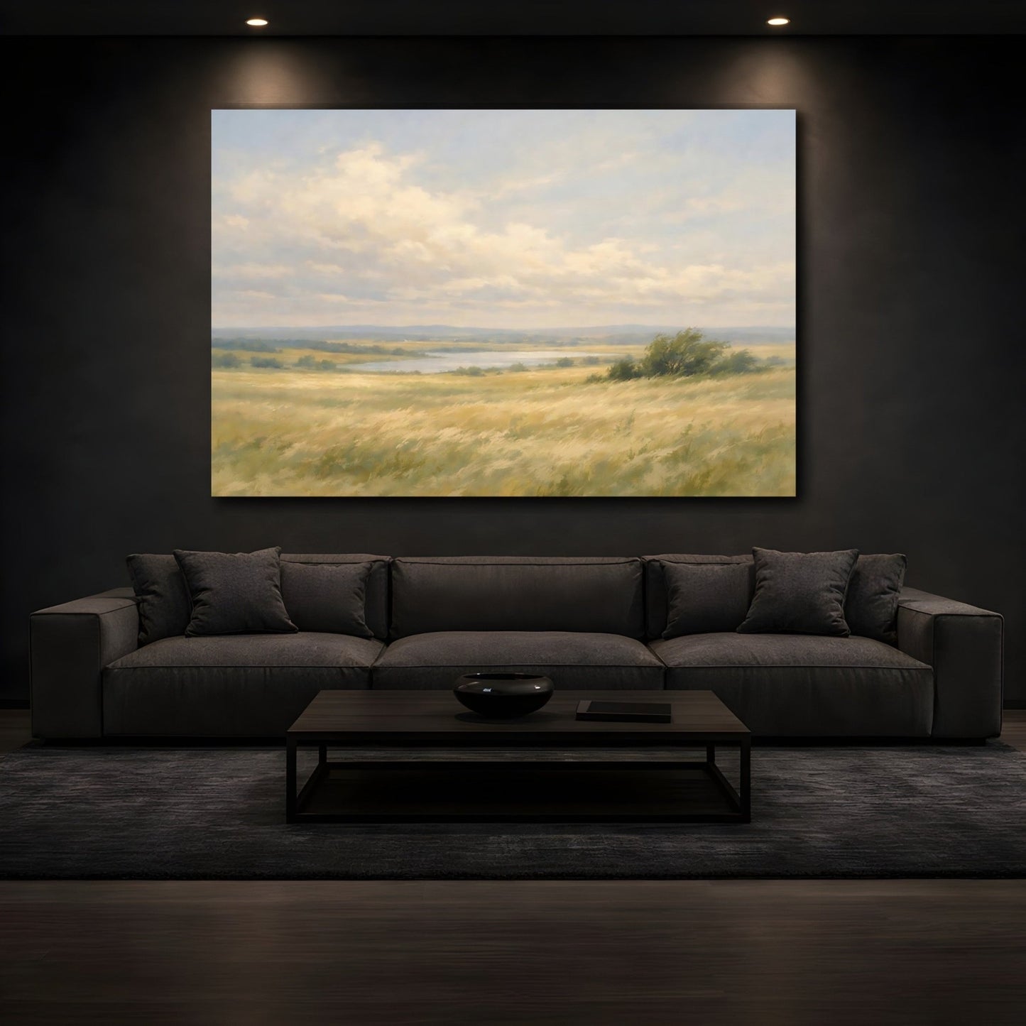 Nature Grassy Field Golden Landscape - Canvas Wall Art Print - YesArtYes