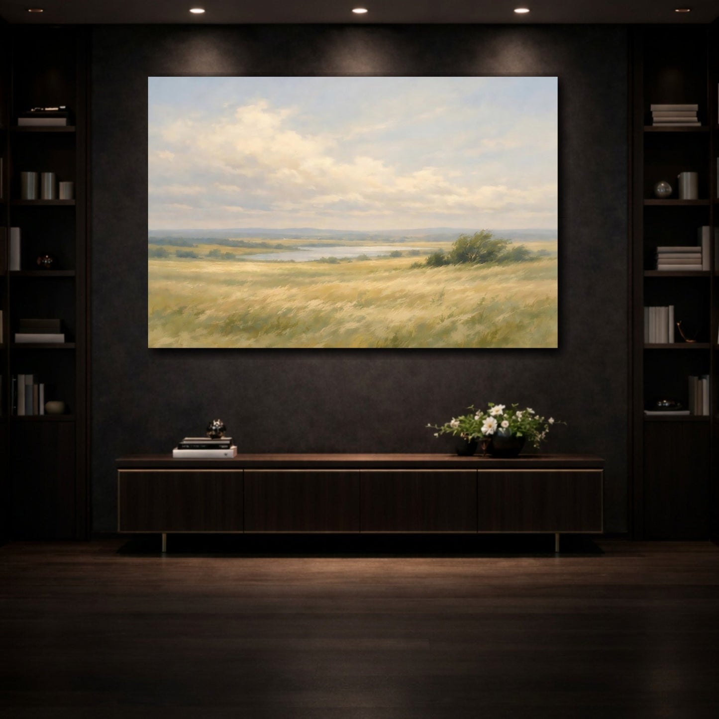 Nature Grassy Field Golden Landscape - Canvas Wall Art Print - YesArtYes