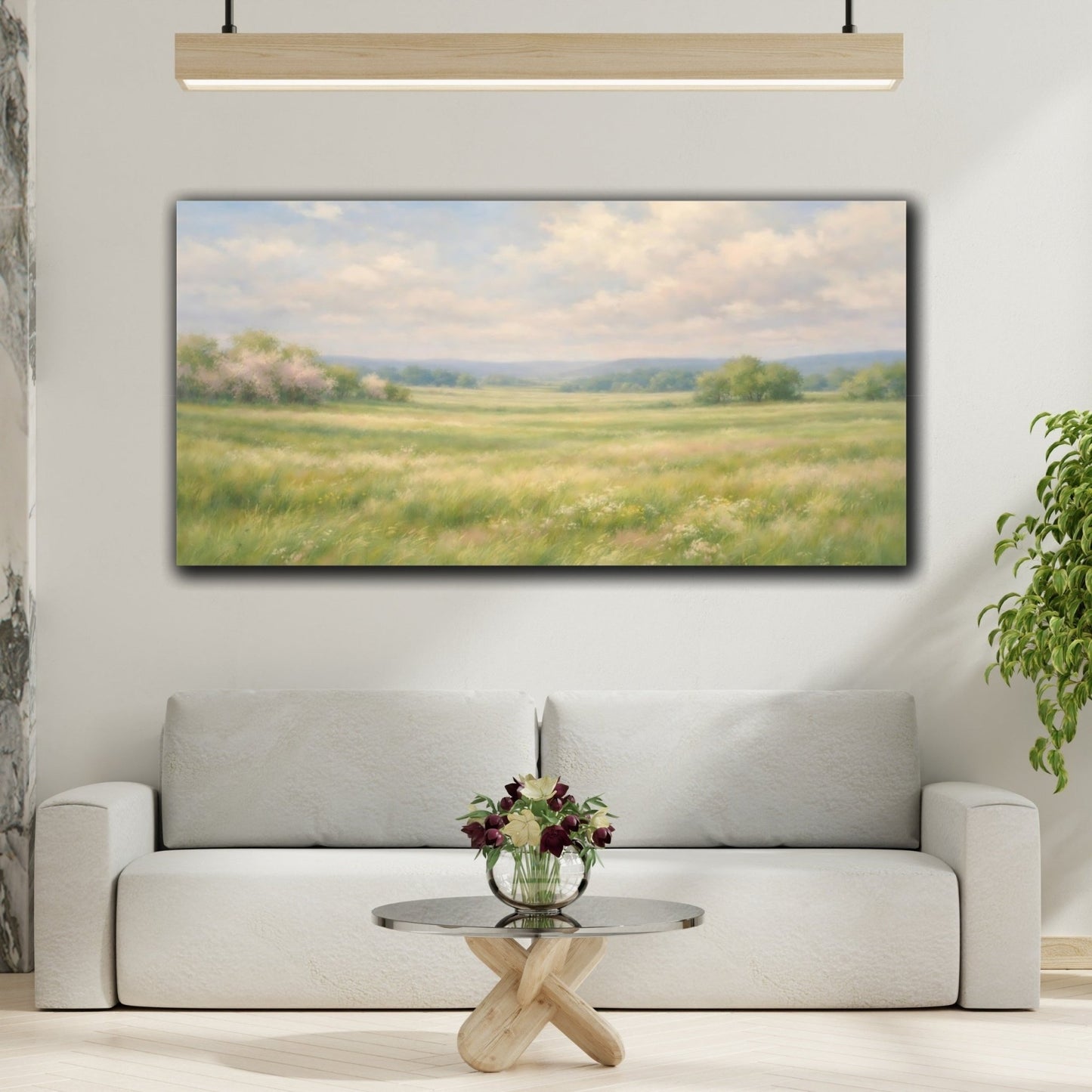 Nature Grassy Field Green - Canvas Wall Art Print - YesArtYes