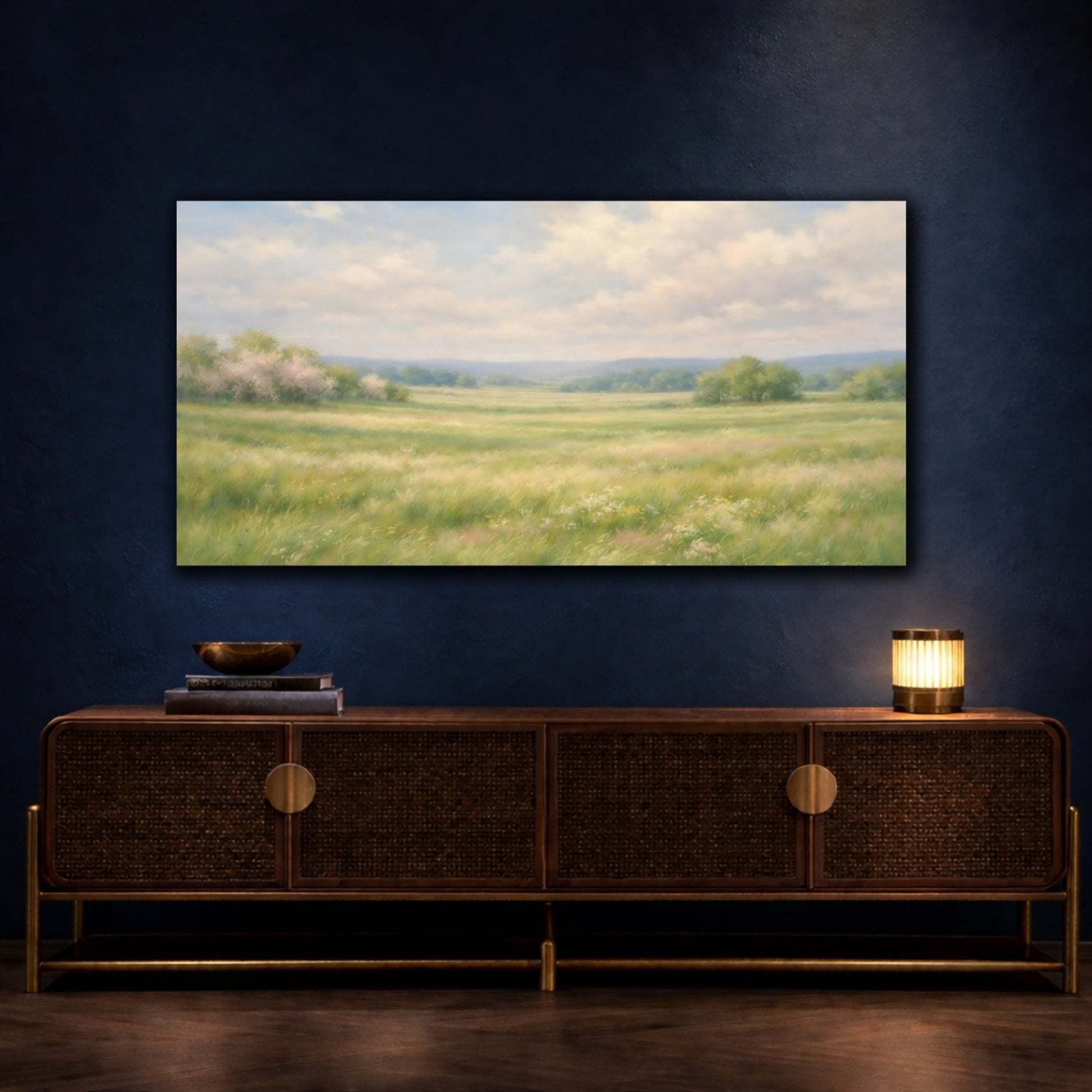 Nature Grassy Field Green - Canvas Wall Art Print - YesArtYes