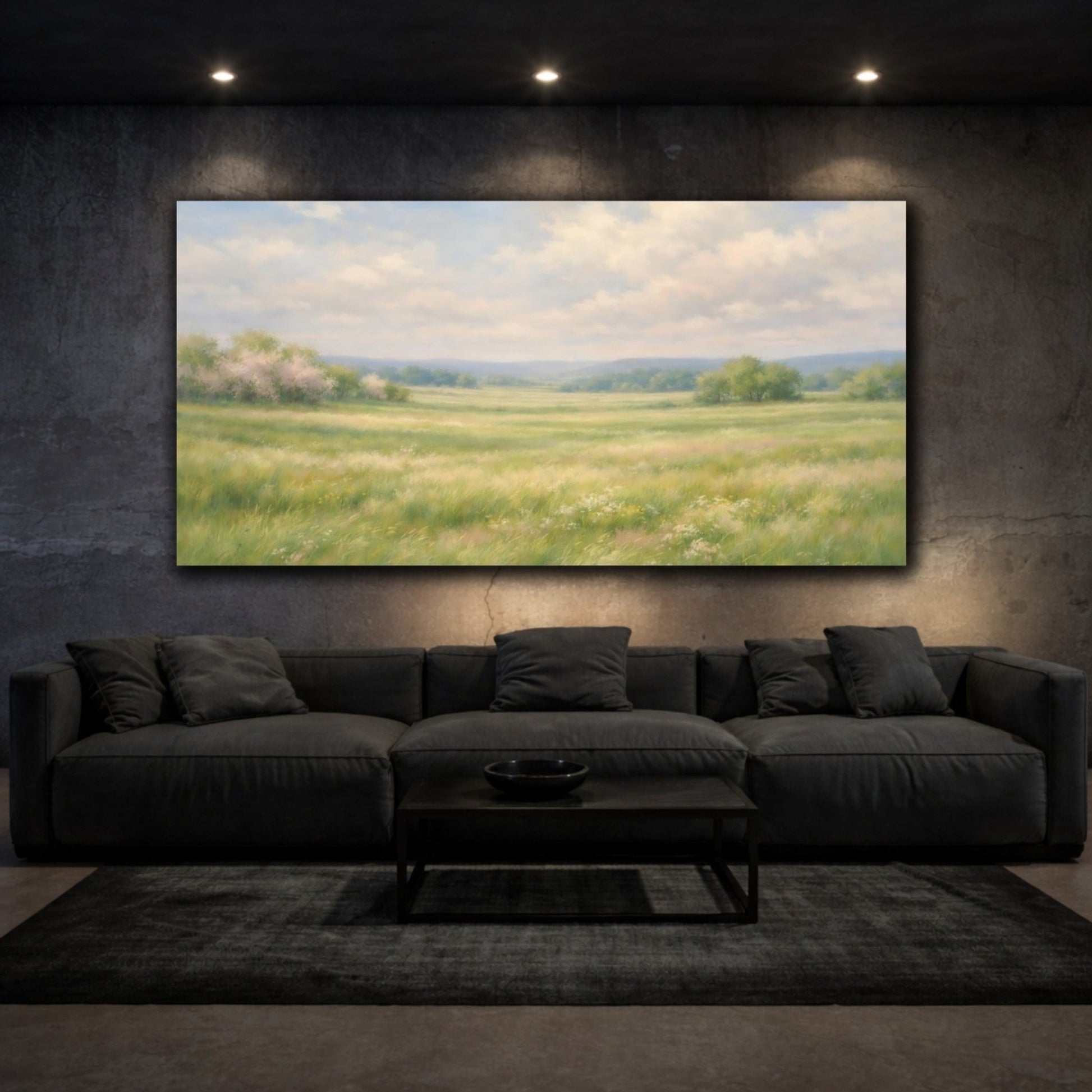 Nature Grassy Field Green - Canvas Wall Art Print - YesArtYes