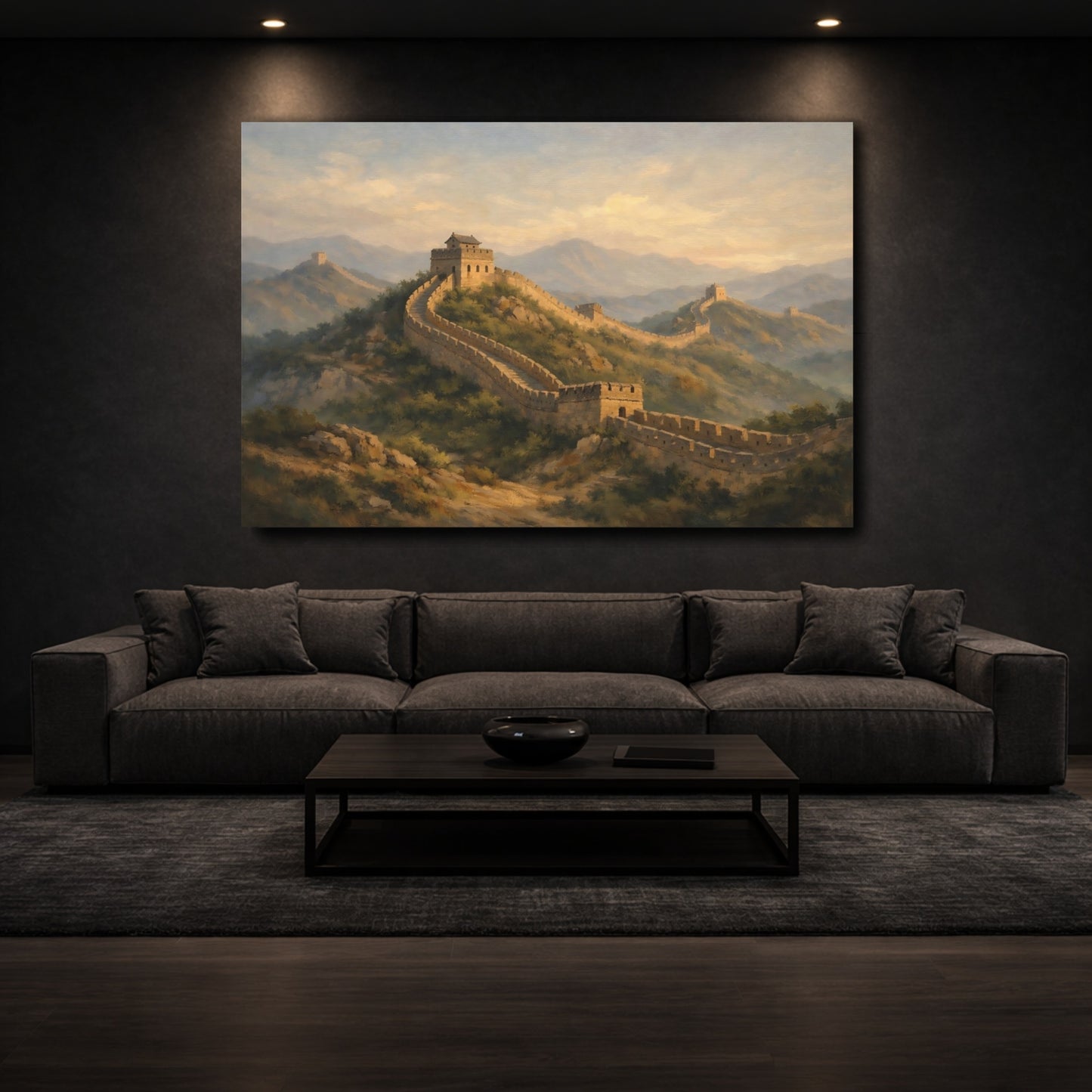 Mockup 2. Nature Great Wall Great Wall Landscape shown as stretched canvas wall art