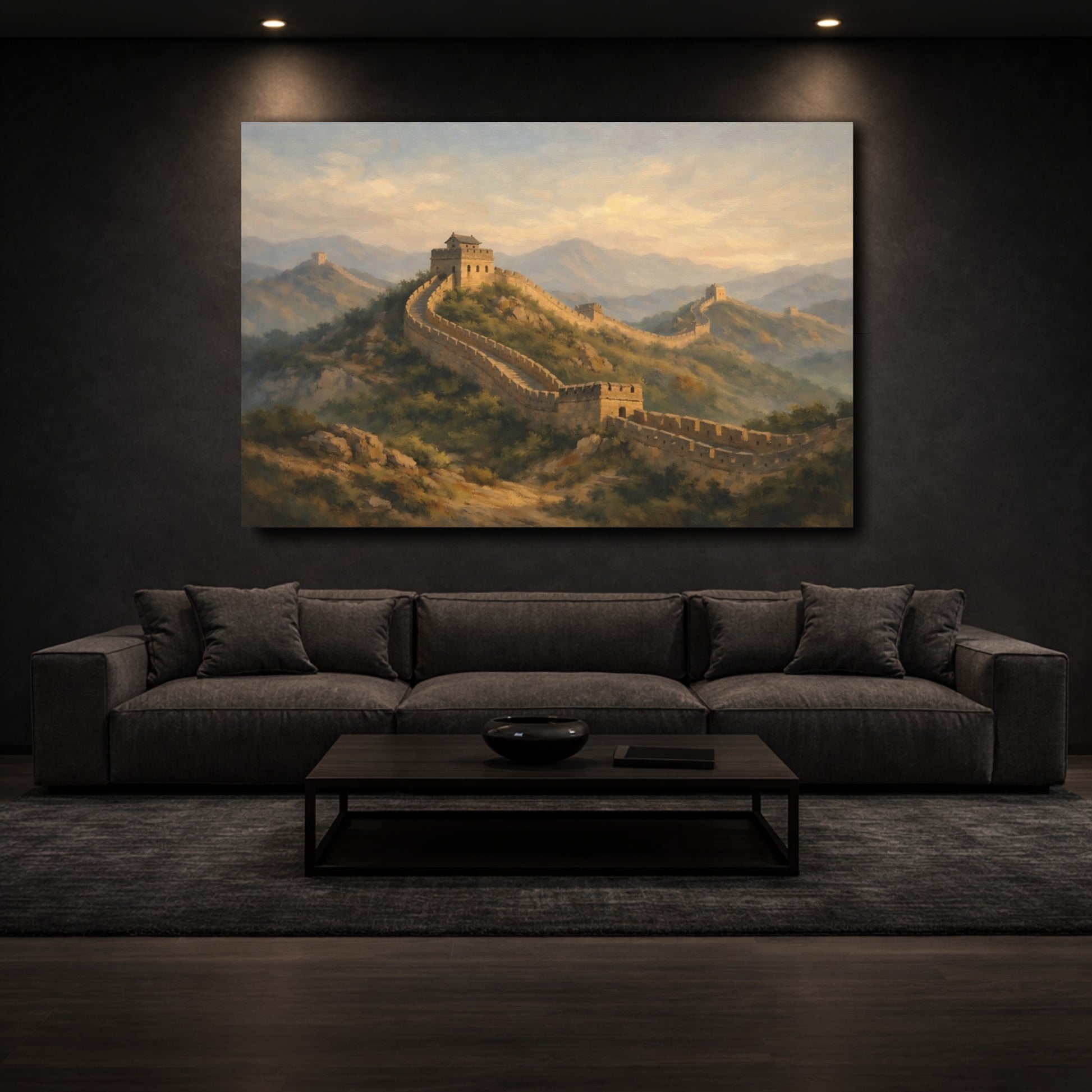 Mockup 2. Nature Great Wall Great Wall Landscape shown as stretched canvas wall art