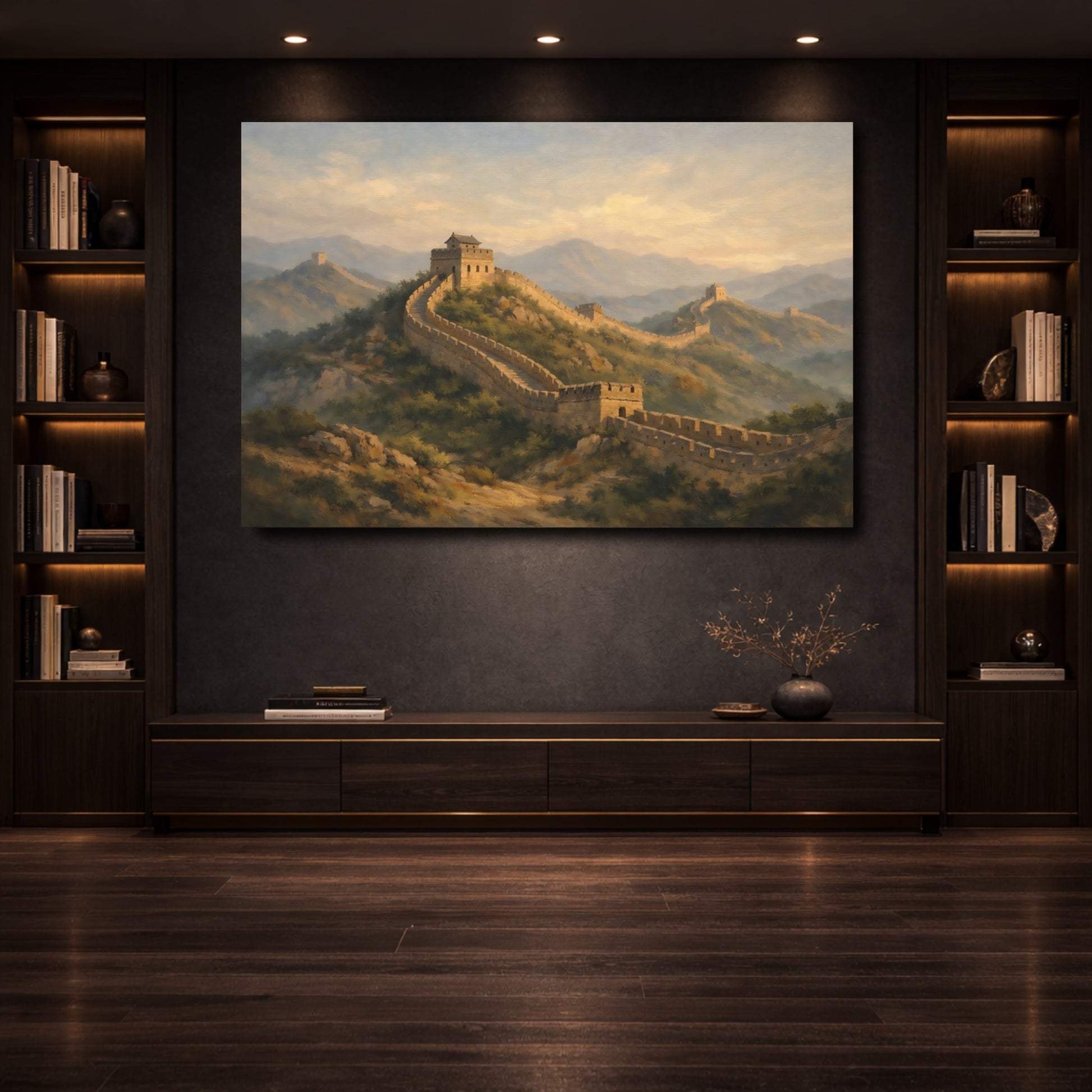 Mockup 3. Nature Great Wall Great Wall Landscape shown as stretched canvas wall art