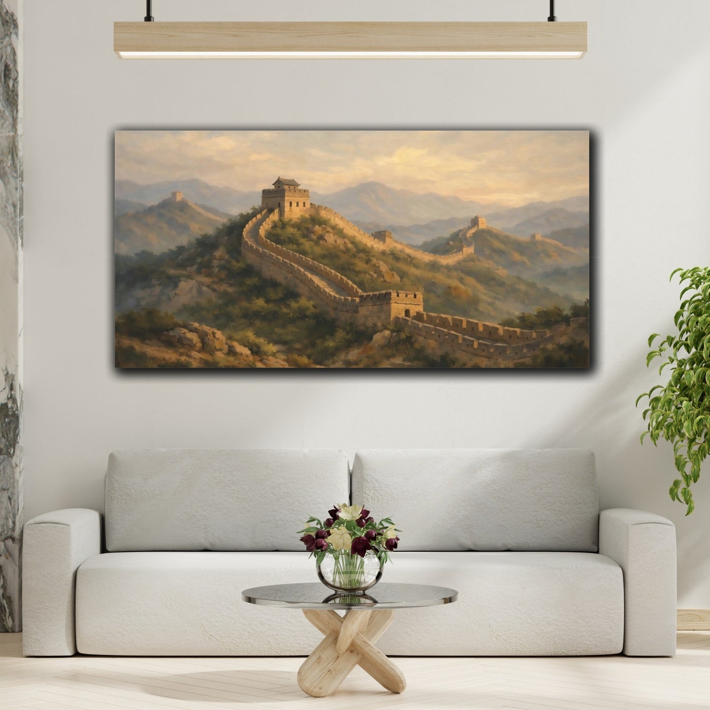 Mockup 3. Nature Great Wall Great Wall Landscape shown as stretched canvas wall art