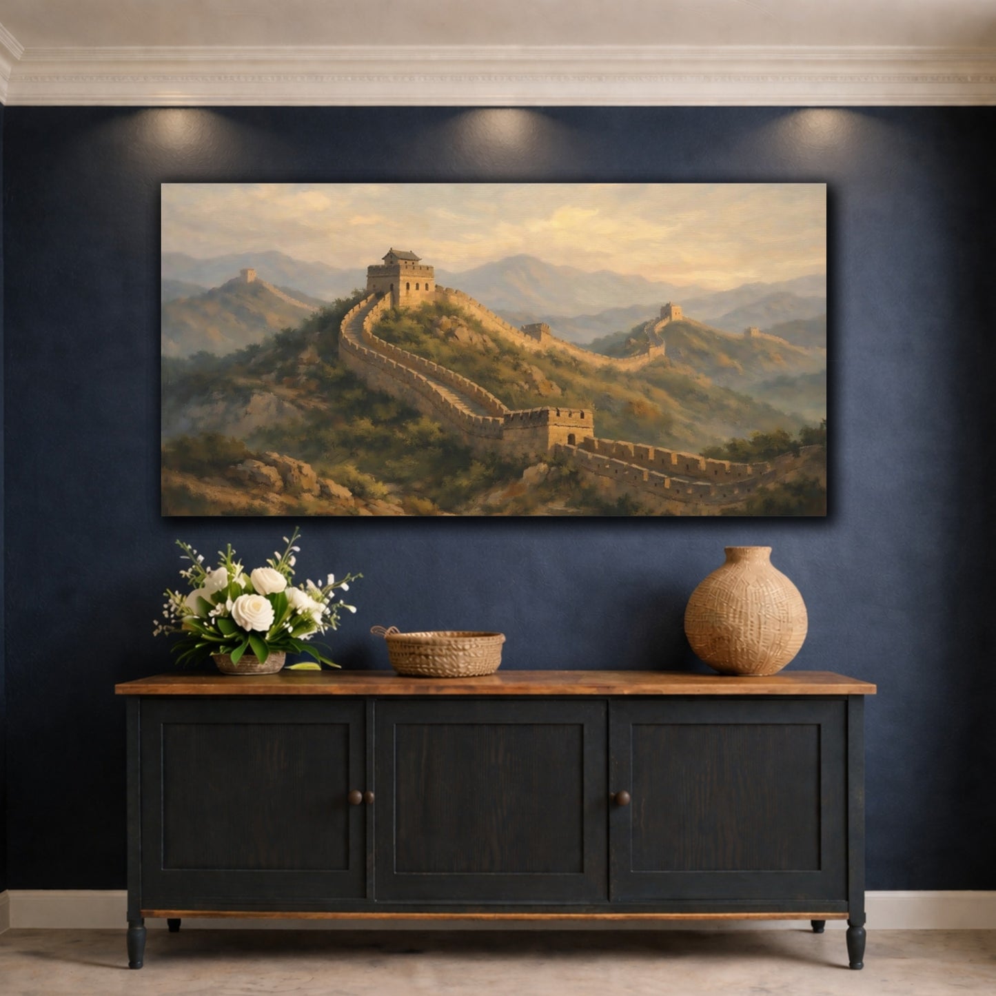 Mockup 4. Nature Great Wall Great Wall Landscape shown as stretched canvas wall art